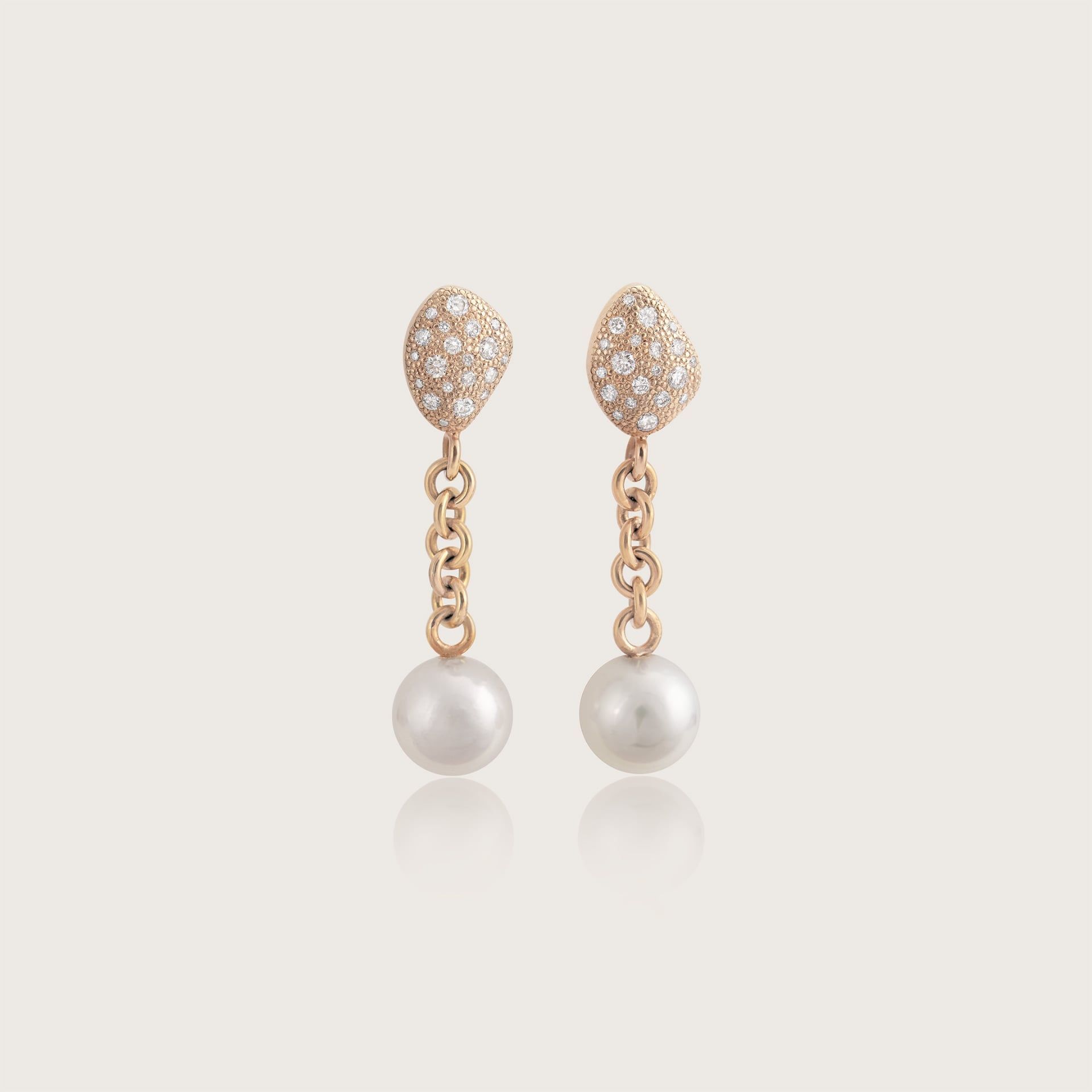 ASTRUA Orecchini Diva, Oro Rosa, Diamanti, Perle Akoya Bianche  DI25PD-2PAKO7,5