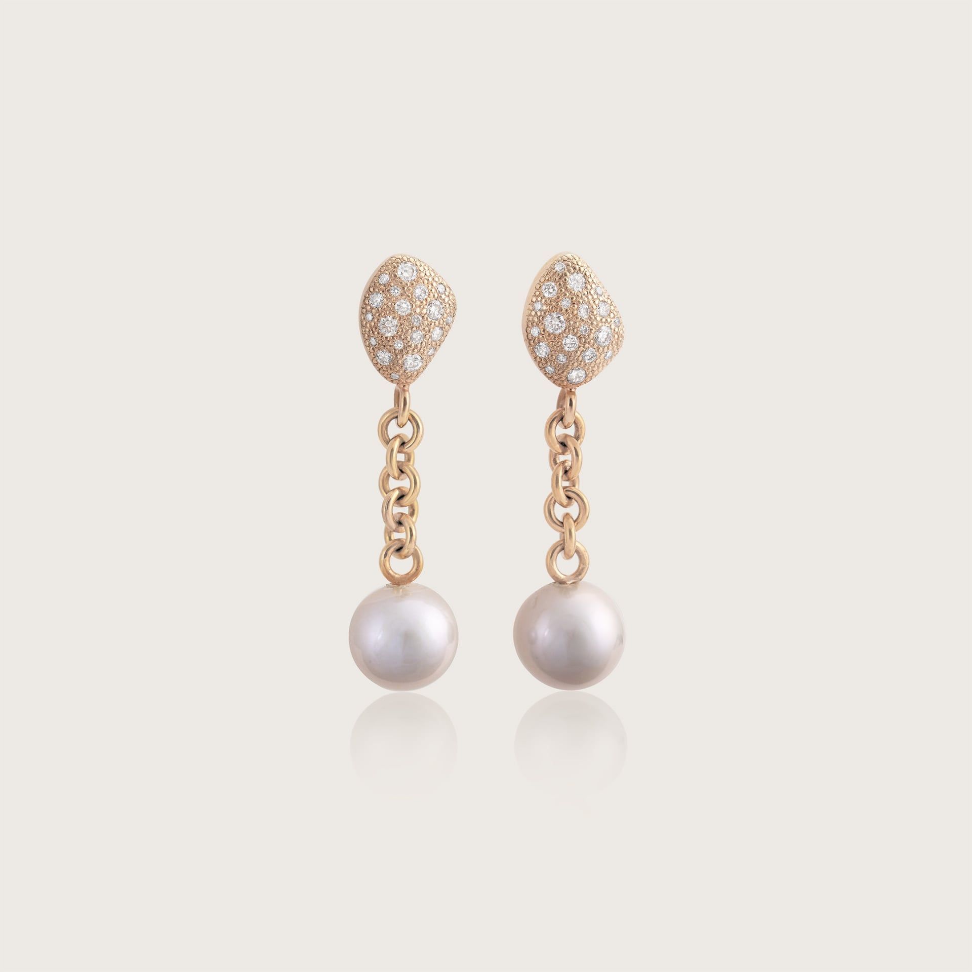 ASTRUA Orecchini Diva, Oro Rosa, Diamanti, Perle Freshwater Grigie  DI25PD-2PFWGR7,5