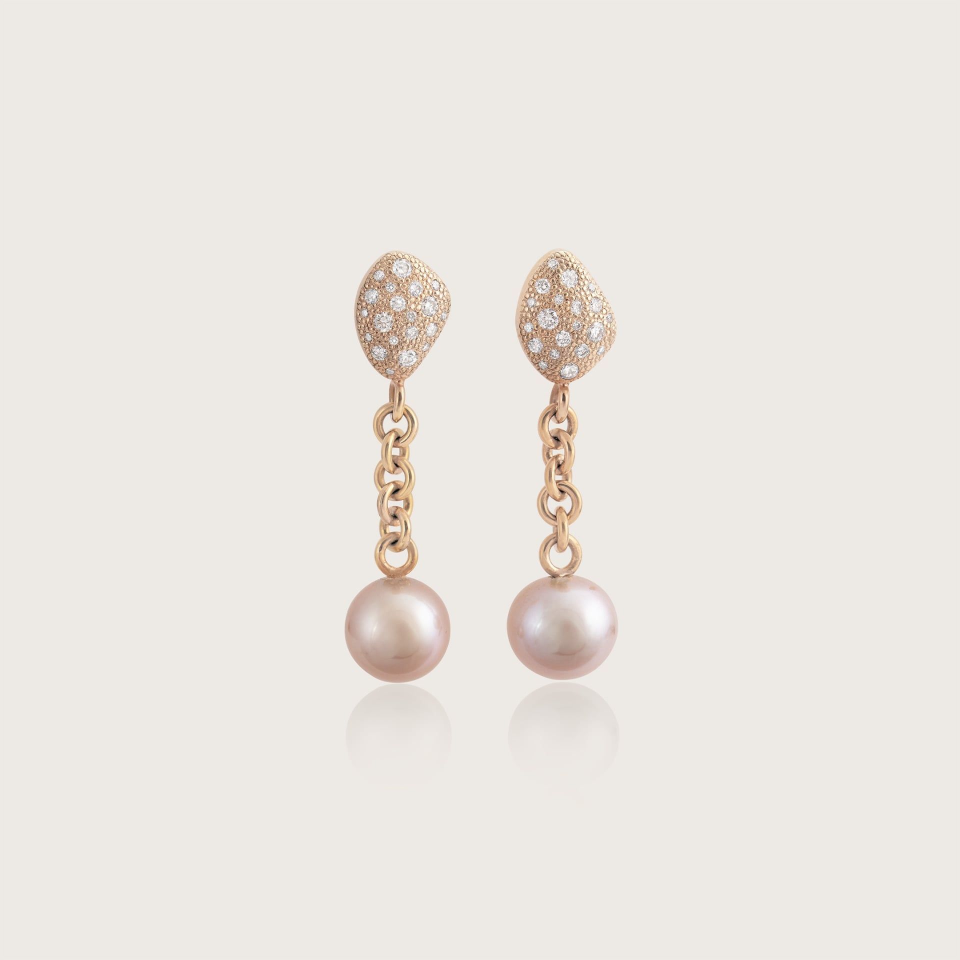 ASTRUA Orecchini Diva, Oro Rosa, Diamanti, Perle Freshwater Rosa  DI25PD-2PFWR7,5