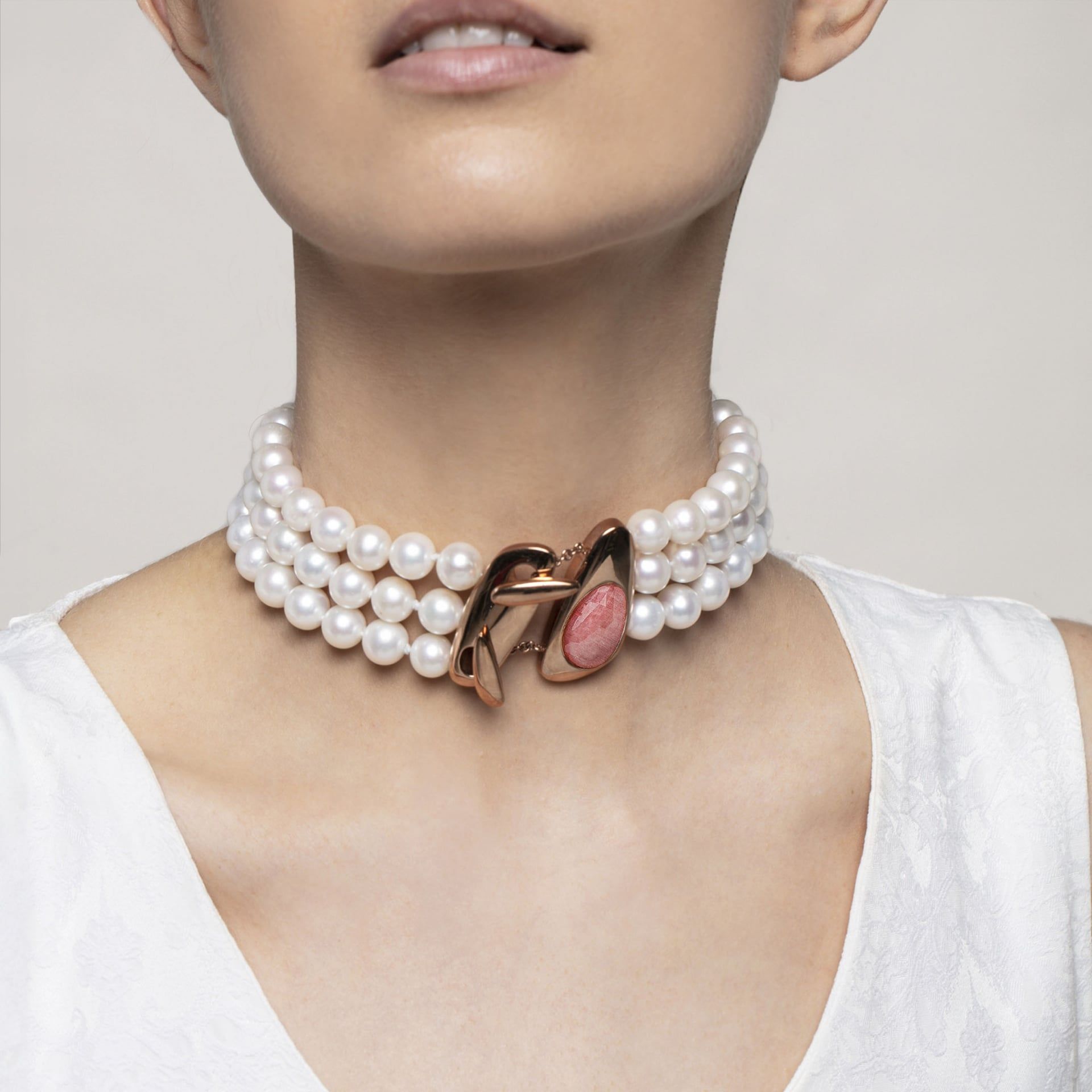 ASTRUA Collana Diva, Perle Freshwater, Oro Rosa, Zaffiro MI49KTRZ-2