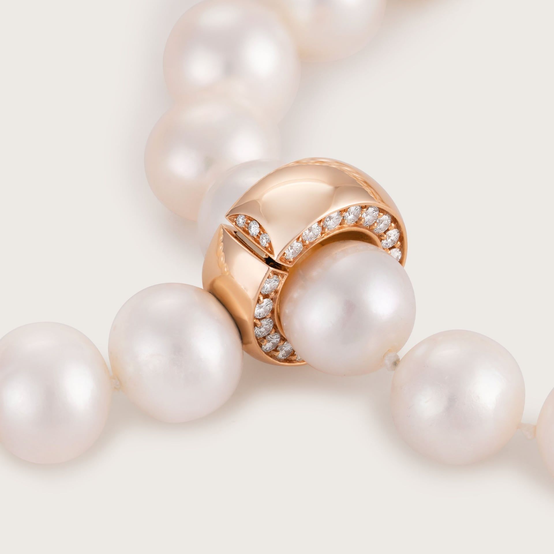 ASTRUA Collana Diva, Perle Akoya, Oro Bianco, Oro Rosa, Diamanti  1459DL-P3.8,5