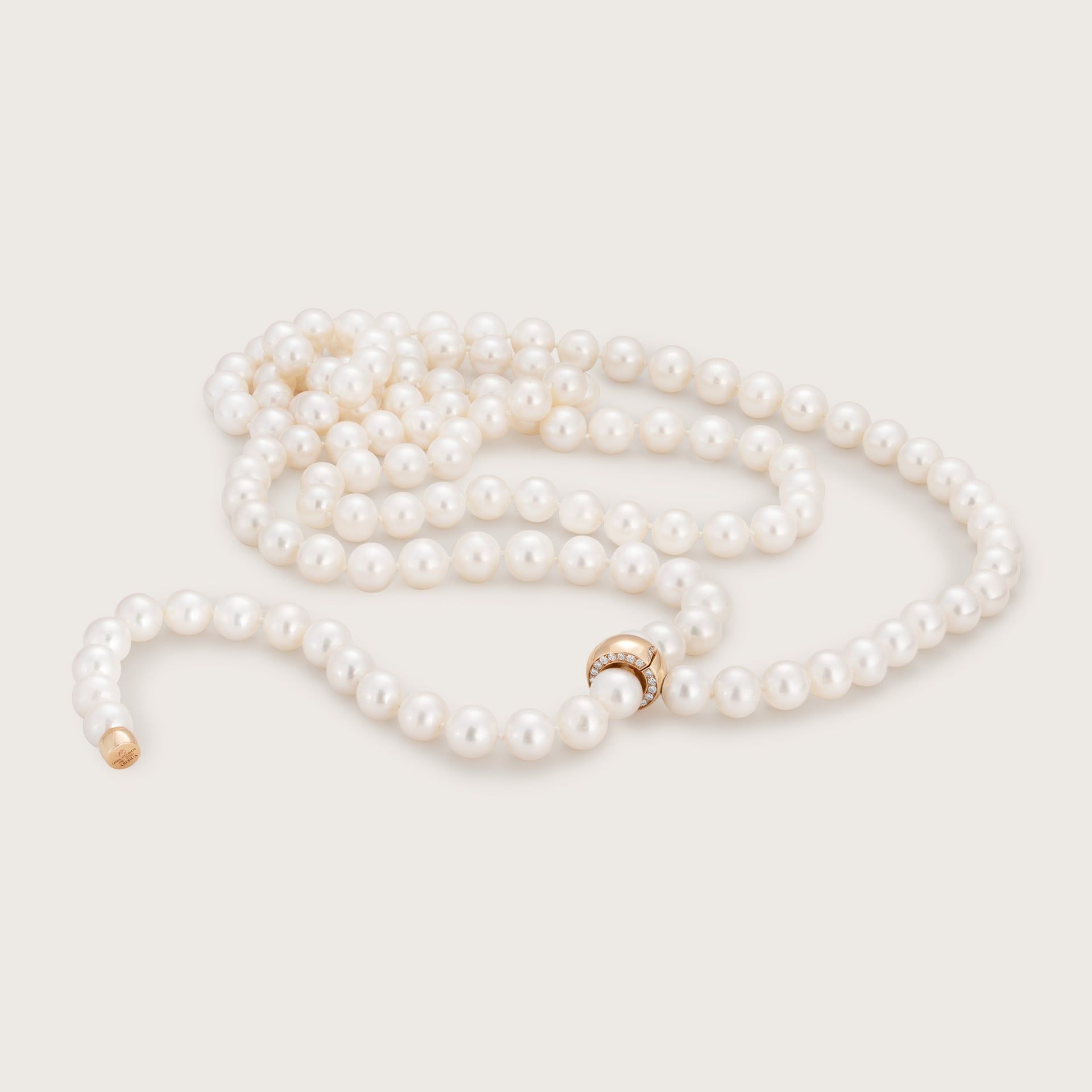 ASTRUA Collana Diva, Perle Akoya, Oro Bianco, Oro Rosa, Diamanti  1459DL-P3.8,5