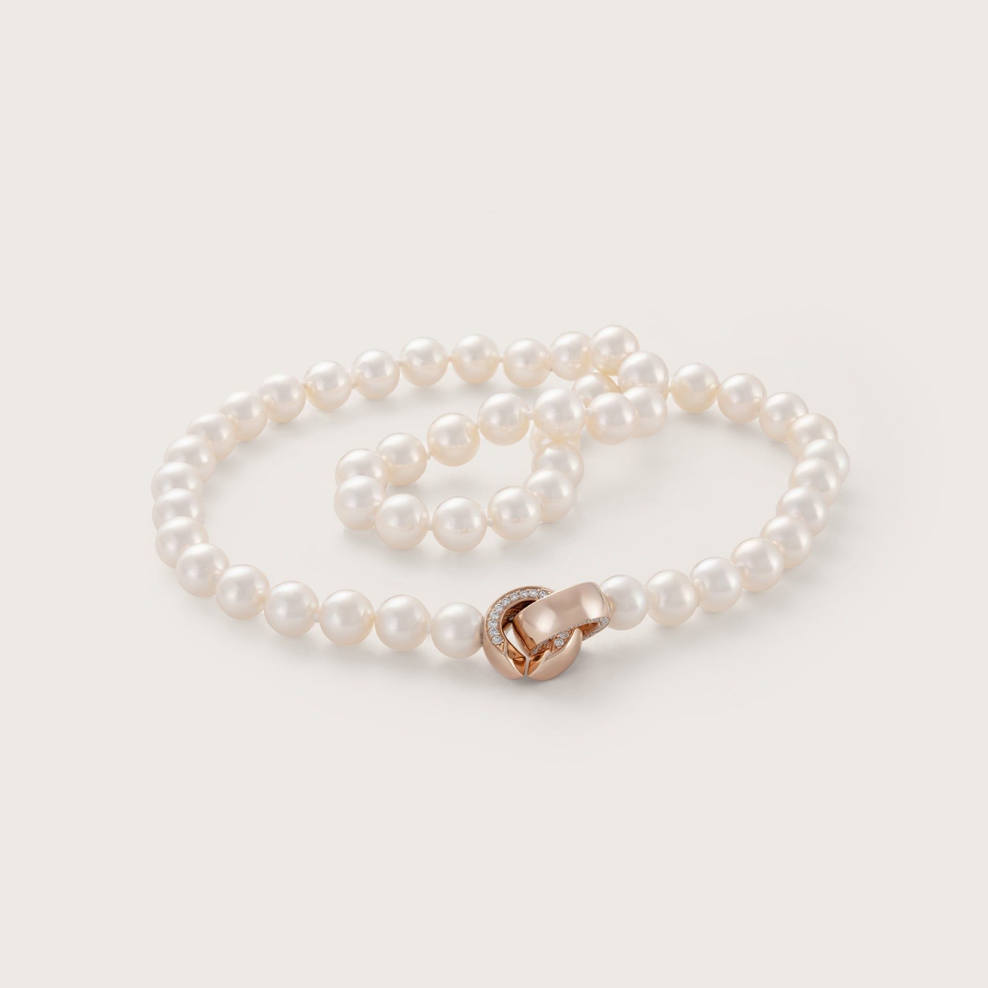 ASTRUA Collana Diva, Perle Akoya, Oro Rosa, Diamanti  DI65DL2C-PAK8-8,5