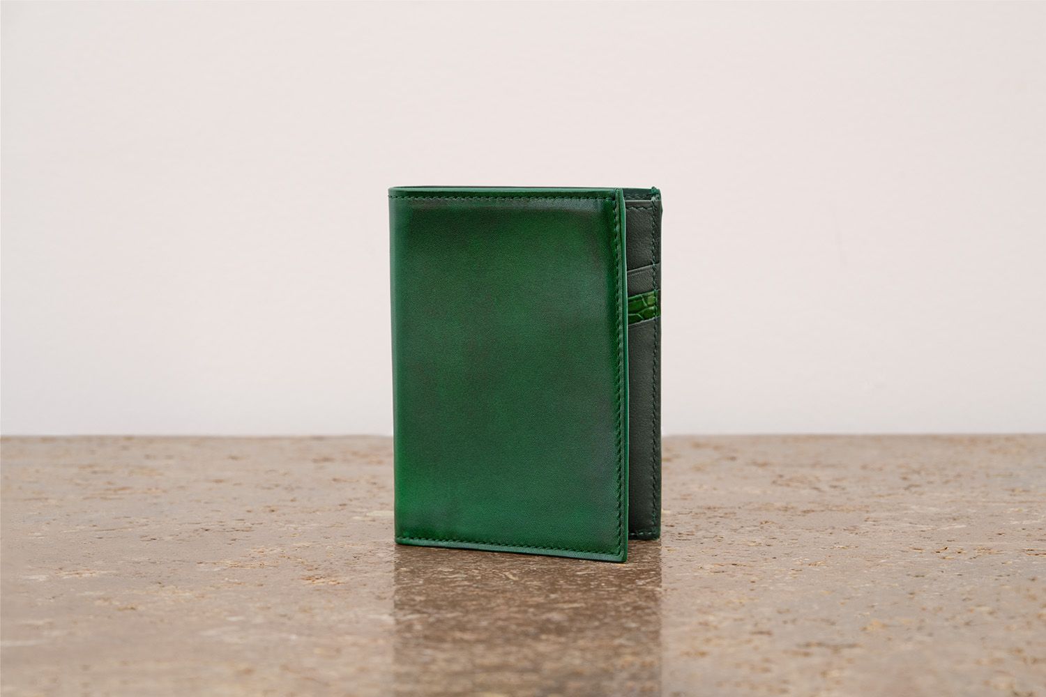 ASTRUA Creazioni Portafoglio Verticale Vitello Tamponato Verde Int. Dett. Coccodrillo  PV1VT05-P410/M