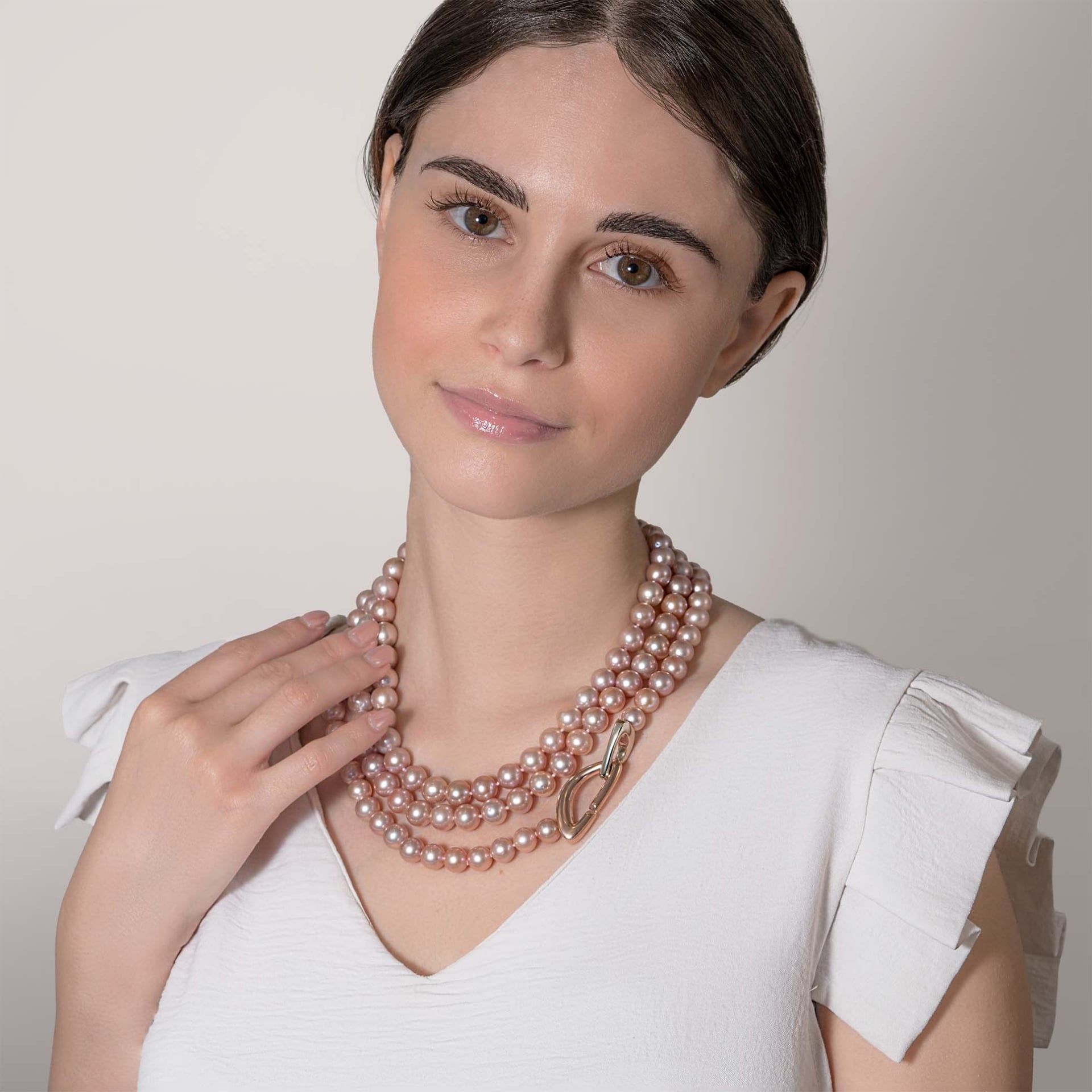 ASTRUA Collana Diva, Perle Freshwater, Oro Rosa e Oro Bianco  DI659KT.LM-4PFWR9-10
