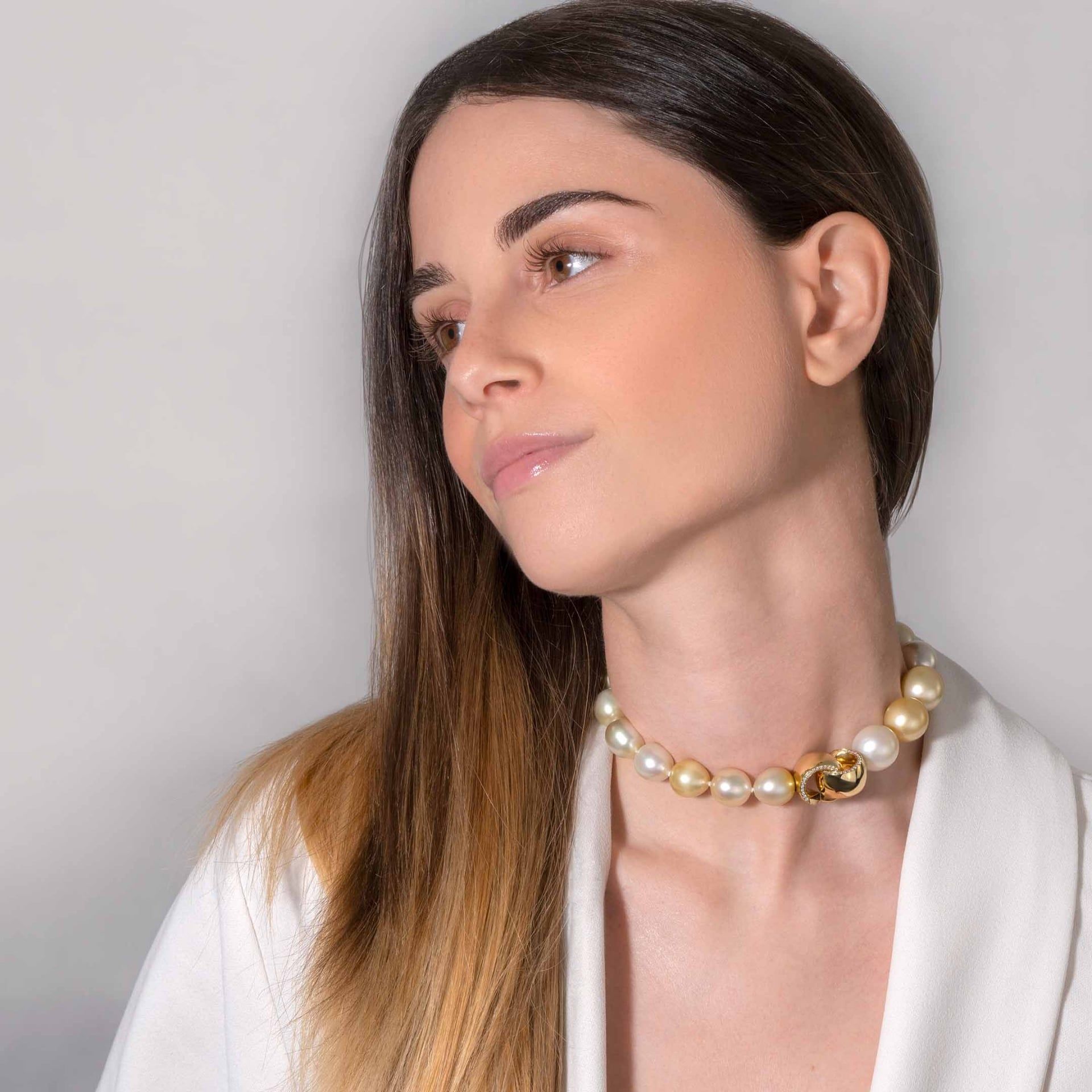 ASTRUA Collana Diva, Perle Australiane, Oro Giallo  DI68DL2C-PAUS12,8/15,5