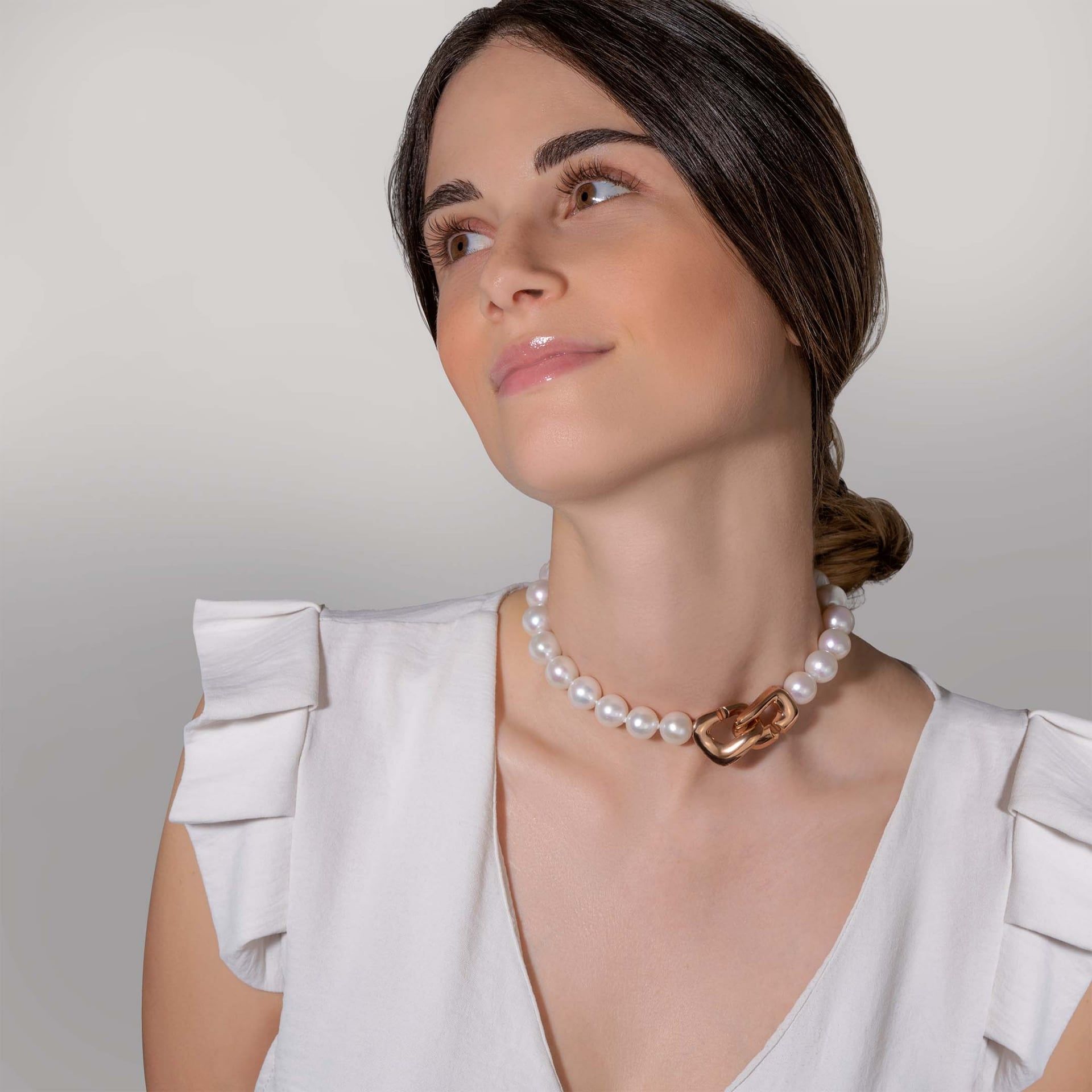 ASTRUA Collana Diva, Perle Freshwater, Oro Rosa  DI659KTGRO-PFWB12-15