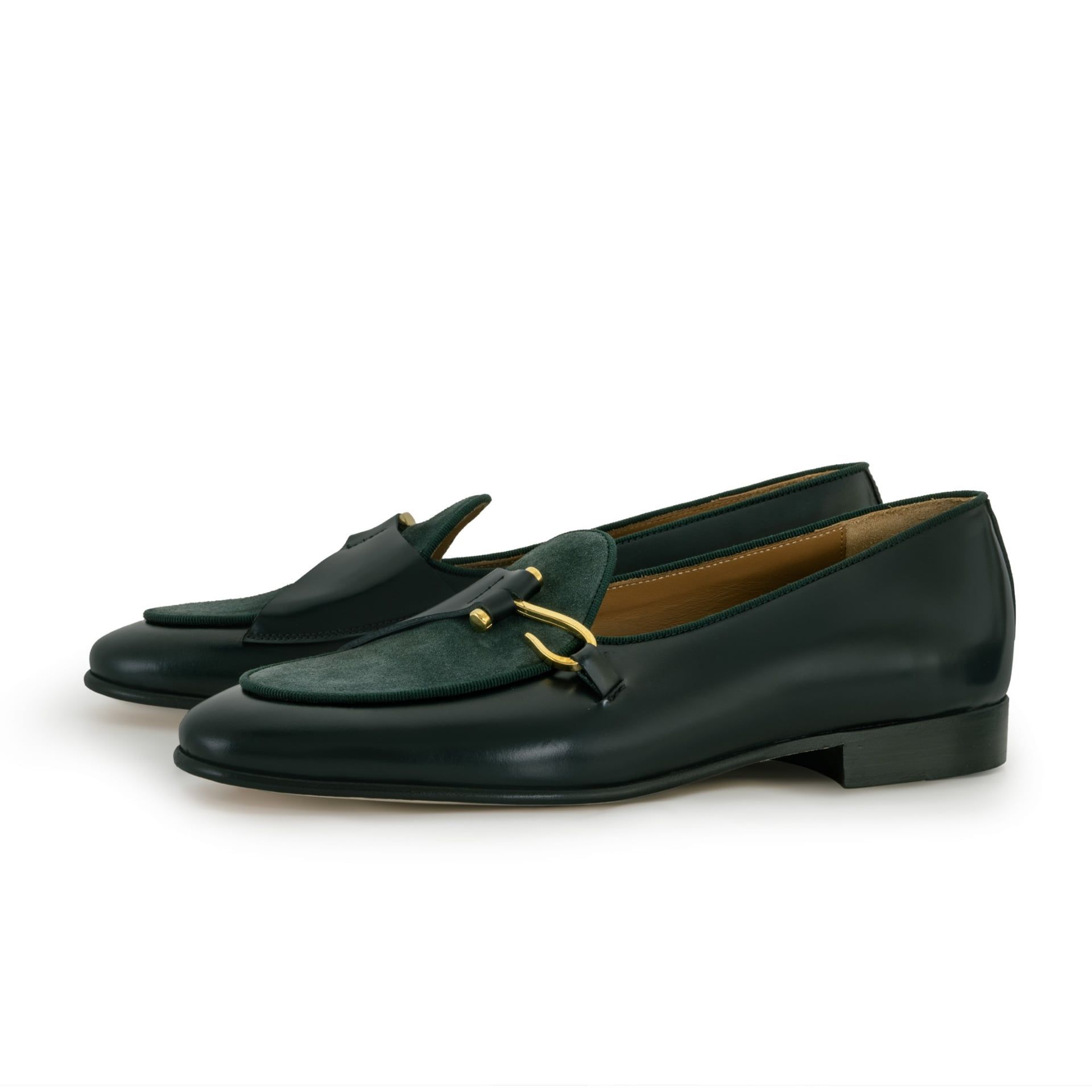 EDHÈN MILANO Comporta - Scarpa Con Fibbia Pelle e Nabuk Verde  COMPABBRGRNCAMGRN