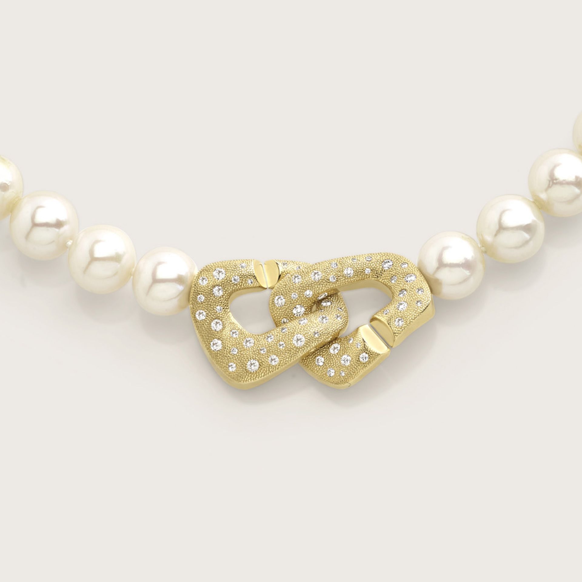 ASTRUA Collana Diva, Perle Freshwater, Oro Giallo Pavè  DI689KTGROPAUSCH12-14