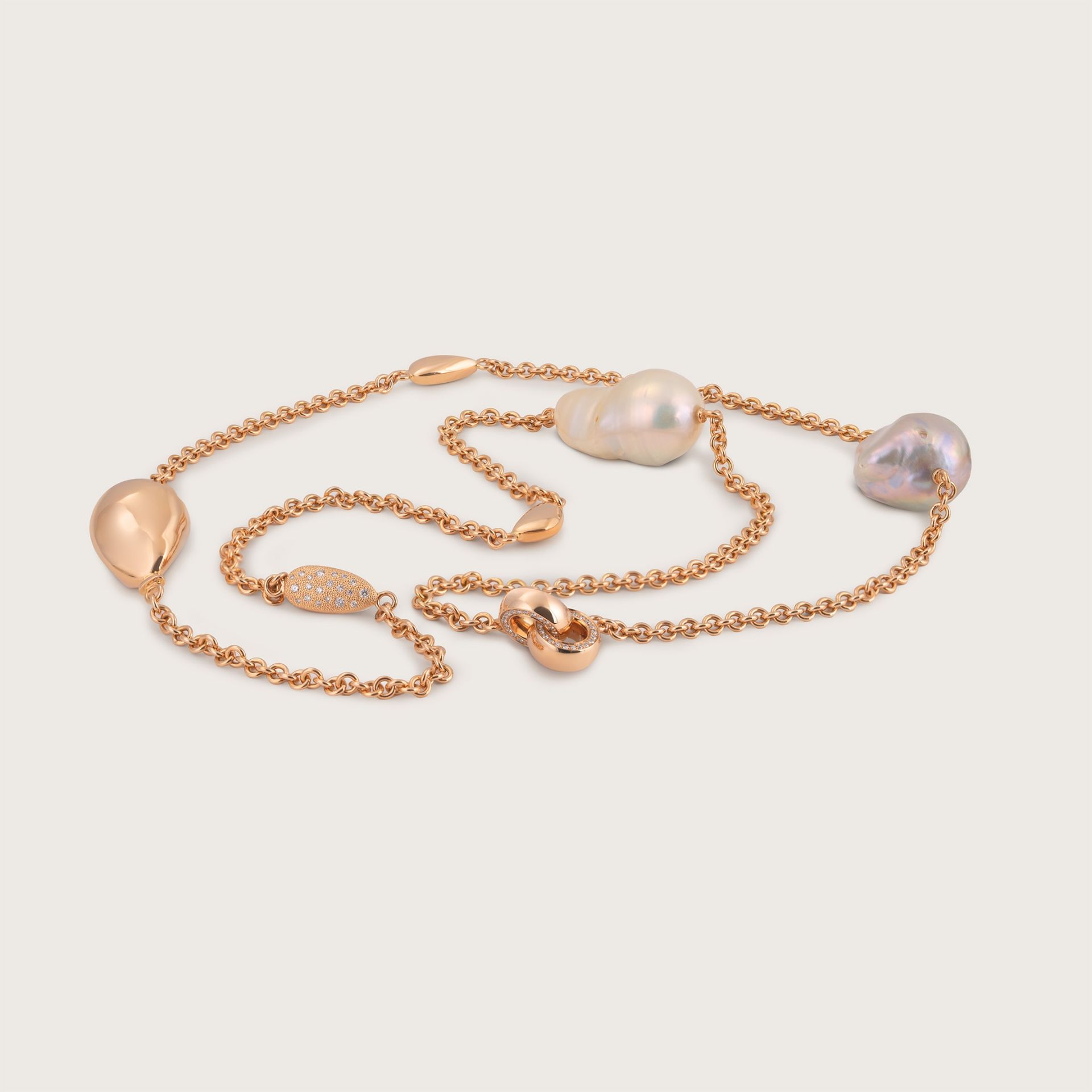 ASTRUA Collana Diva, Oro Rosa, Perle, Diamanti DI65DLPD-1P52PBAR.80