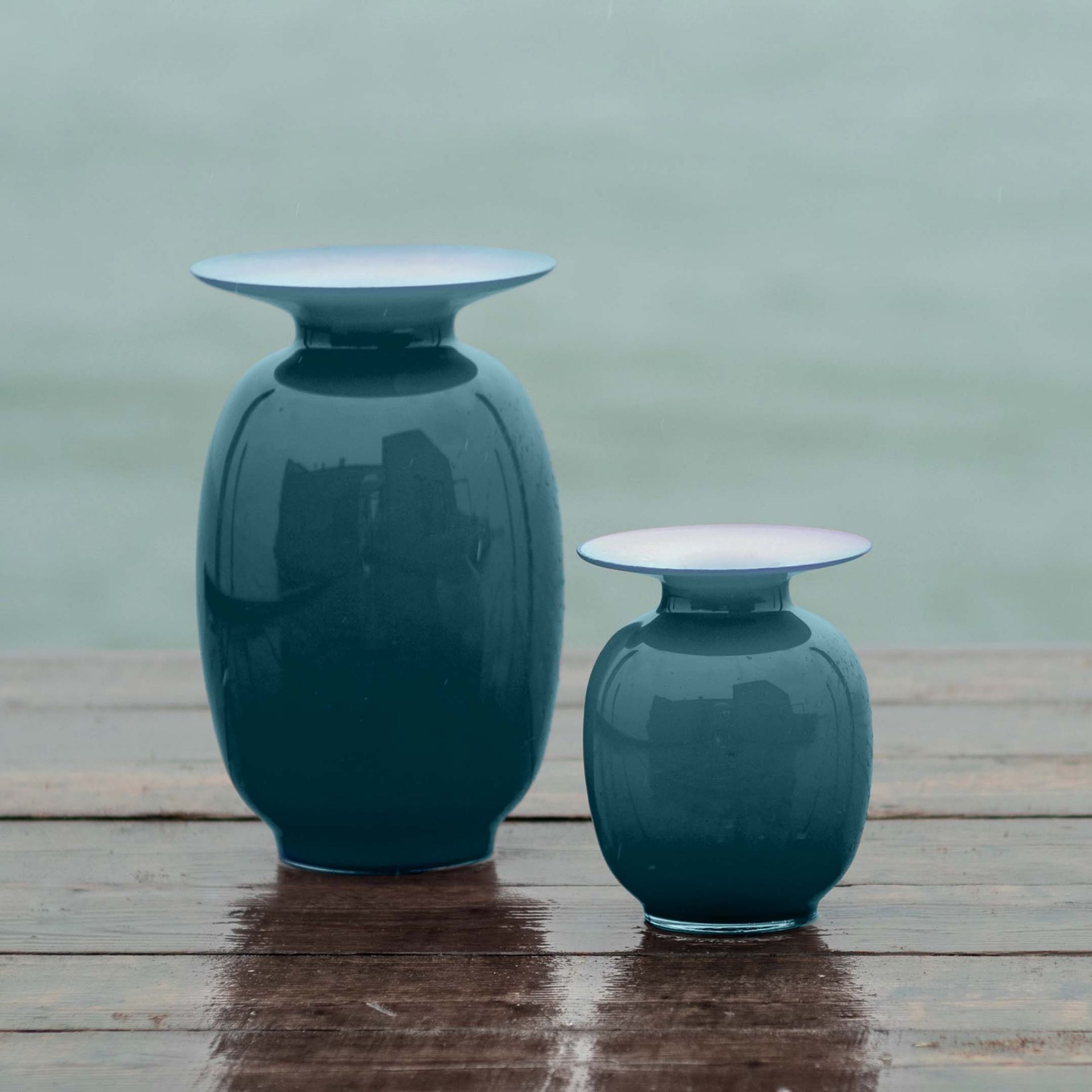 SALVIATI Vaso Lido Amaranti Small Verde Pavone H 21 CM / Ø 16 CM 20411