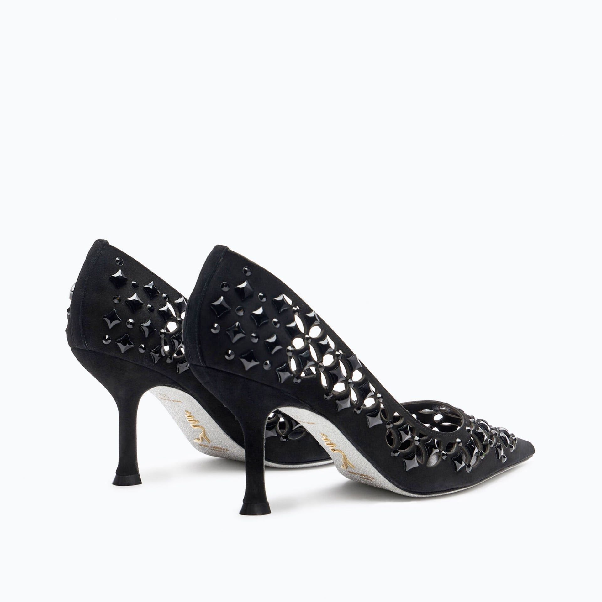 RENE CAOVILLA Trifora - Décolleté Tacco Medio Suede Nero  C12212-080-C001V050