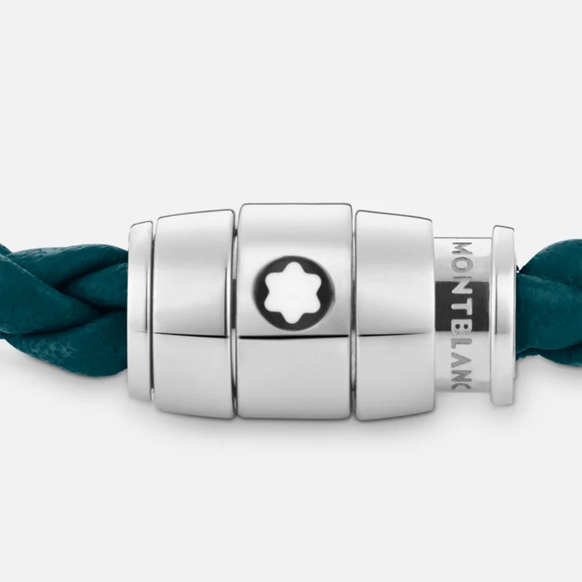 MONTBLANC Bracciale in Acciaio a 3 Anelli Meisterstück in Pelle Blu Cipro  134067