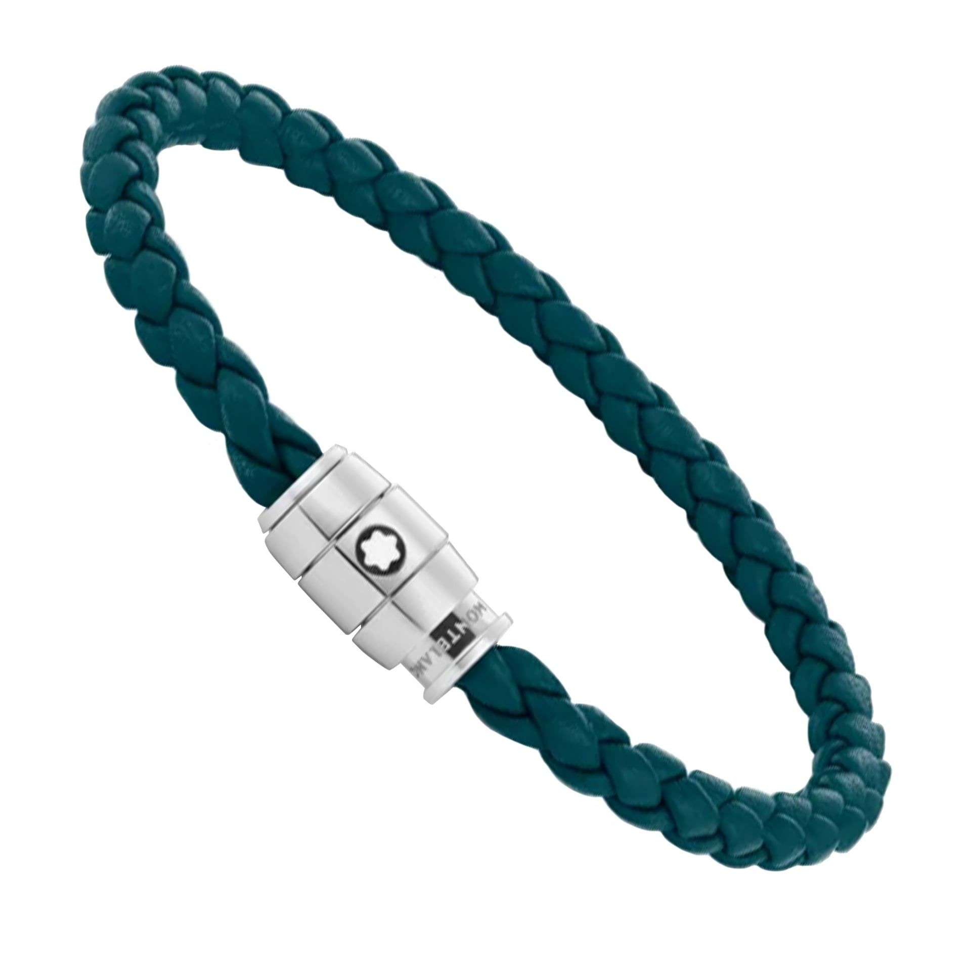 MONTBLANC Bracciale in Acciaio a 3 Anelli Meisterstück in Pelle Blu Cipro  134067