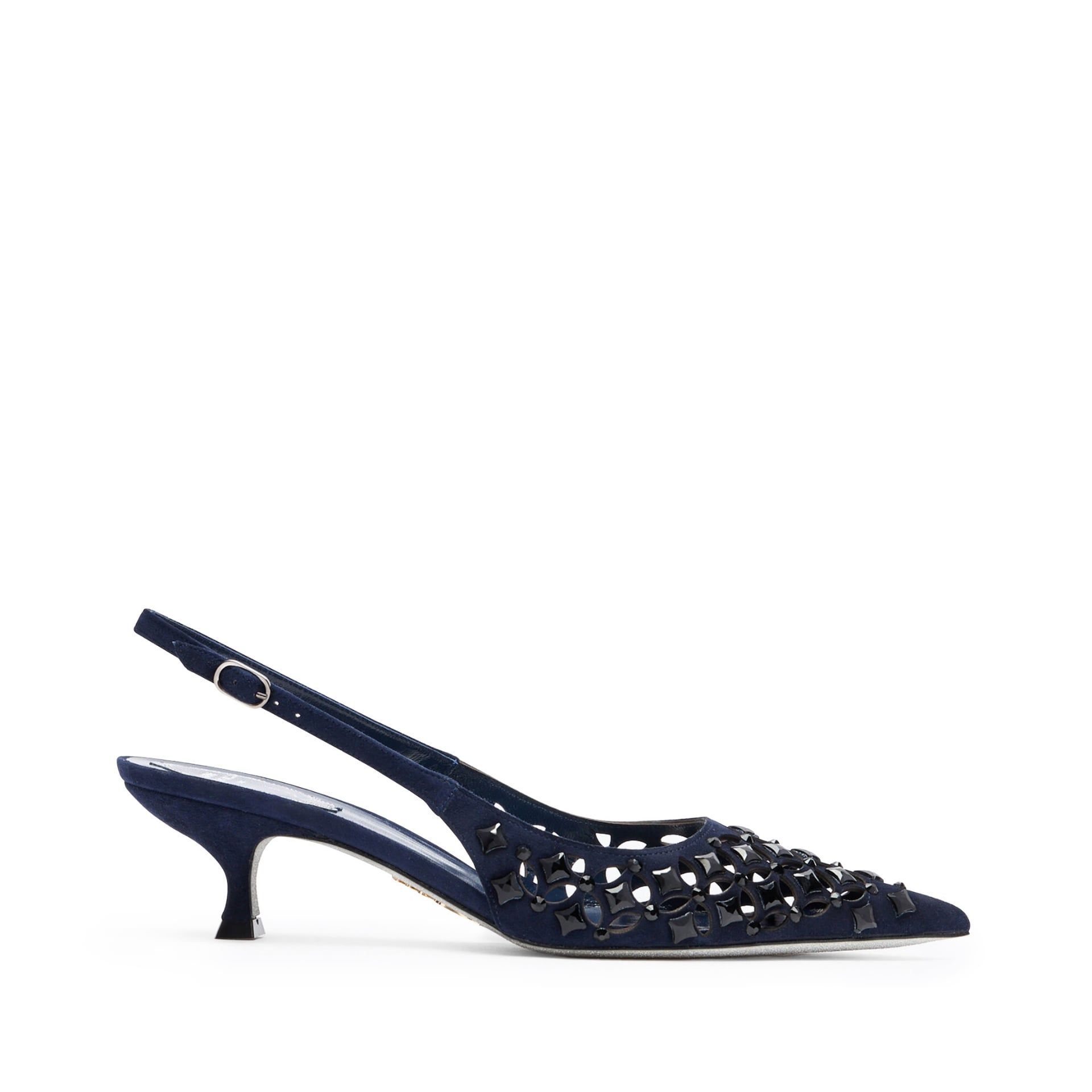 Rene Caovilla Trifora - Slingback Tacco Basso Blu Notte  C12184-050-C001Y124