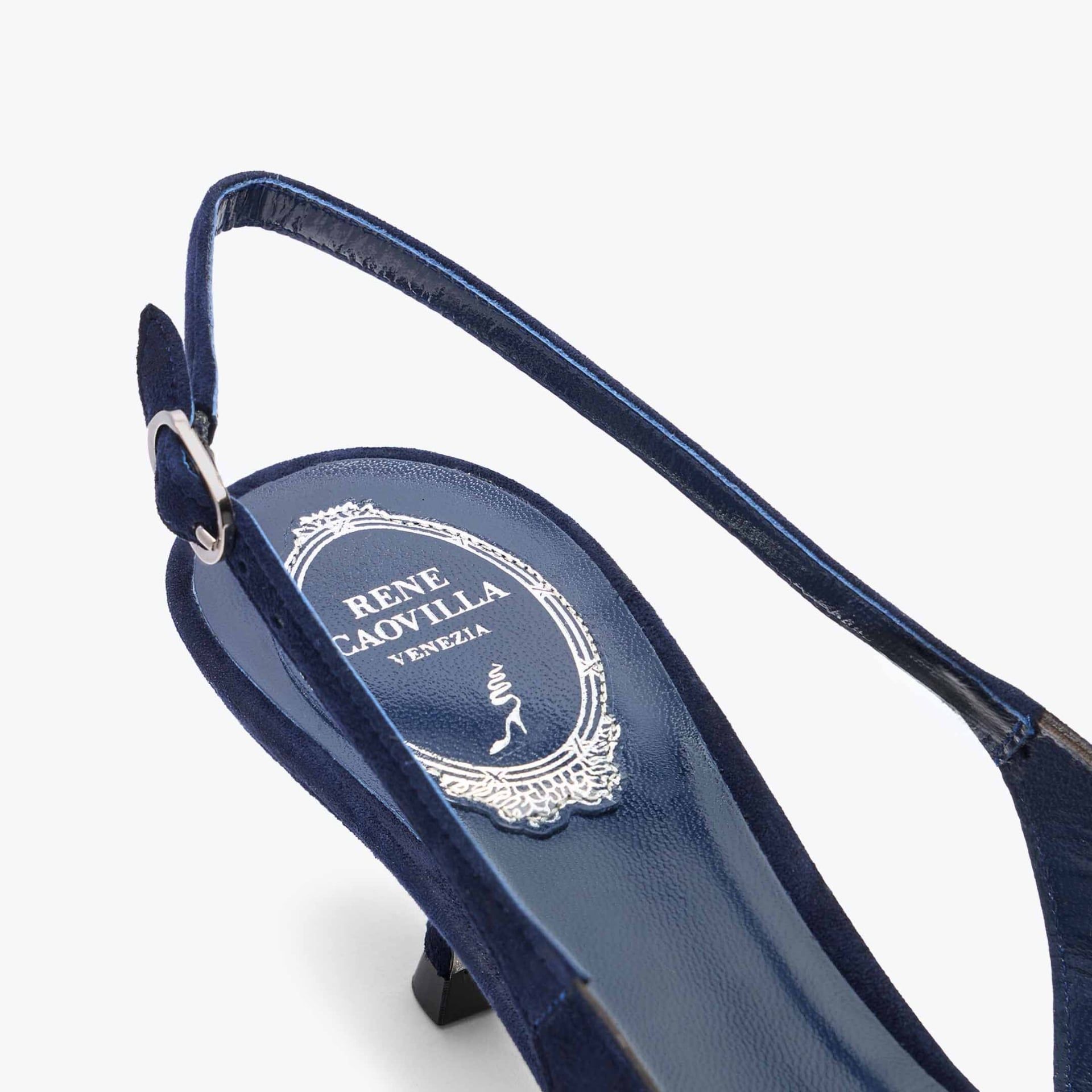 Rene Caovilla Trifora - Slingback Tacco Basso Blu Notte  C12184-050-C001Y124