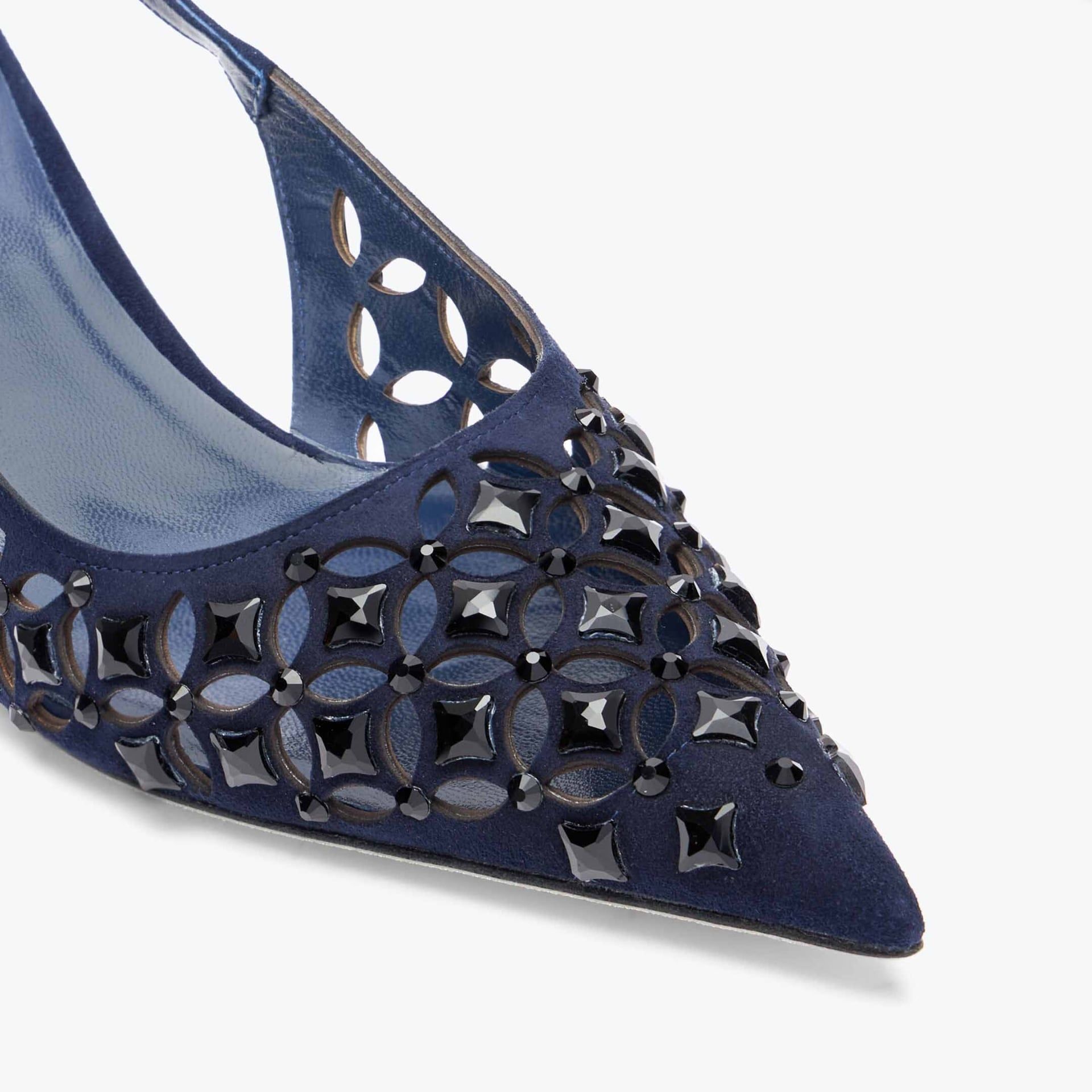 Rene Caovilla Trifora - Slingback Tacco Basso Blu Notte  C12184-050-C001Y124