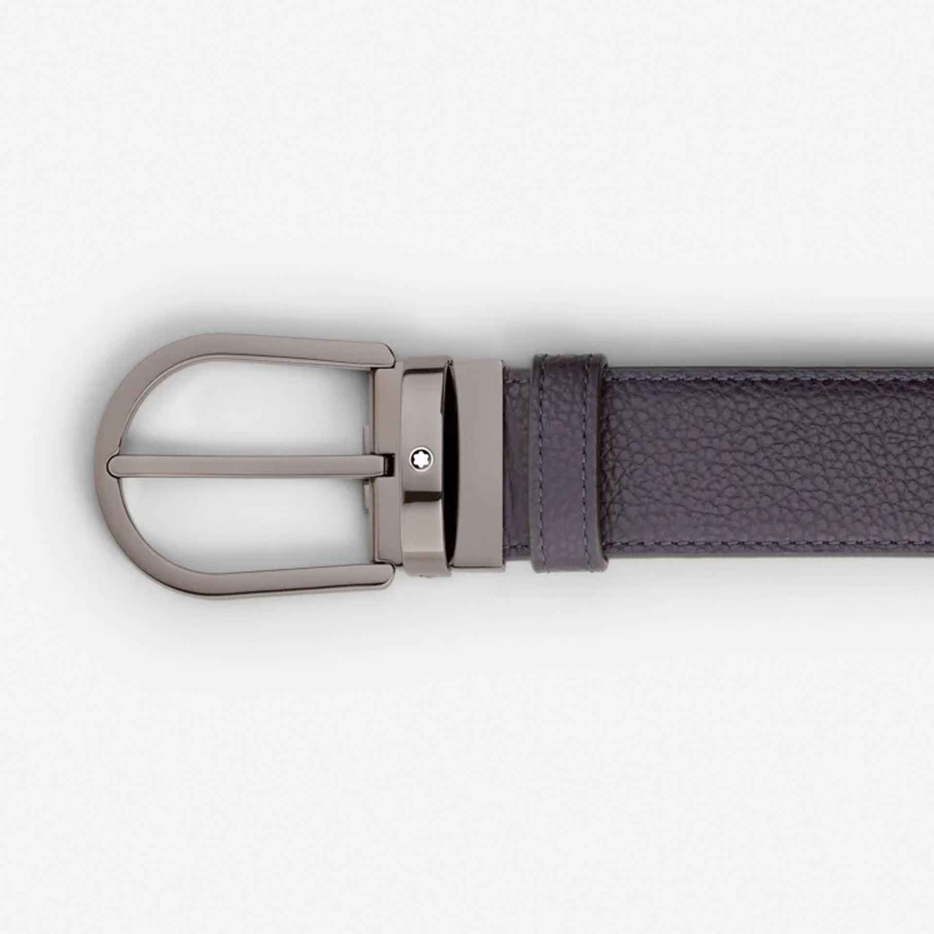 MONTBLANC Cintura Reversibile in Pelle Blu Notte/Nera Con Fibbia a Ferro di Cavallo  199082