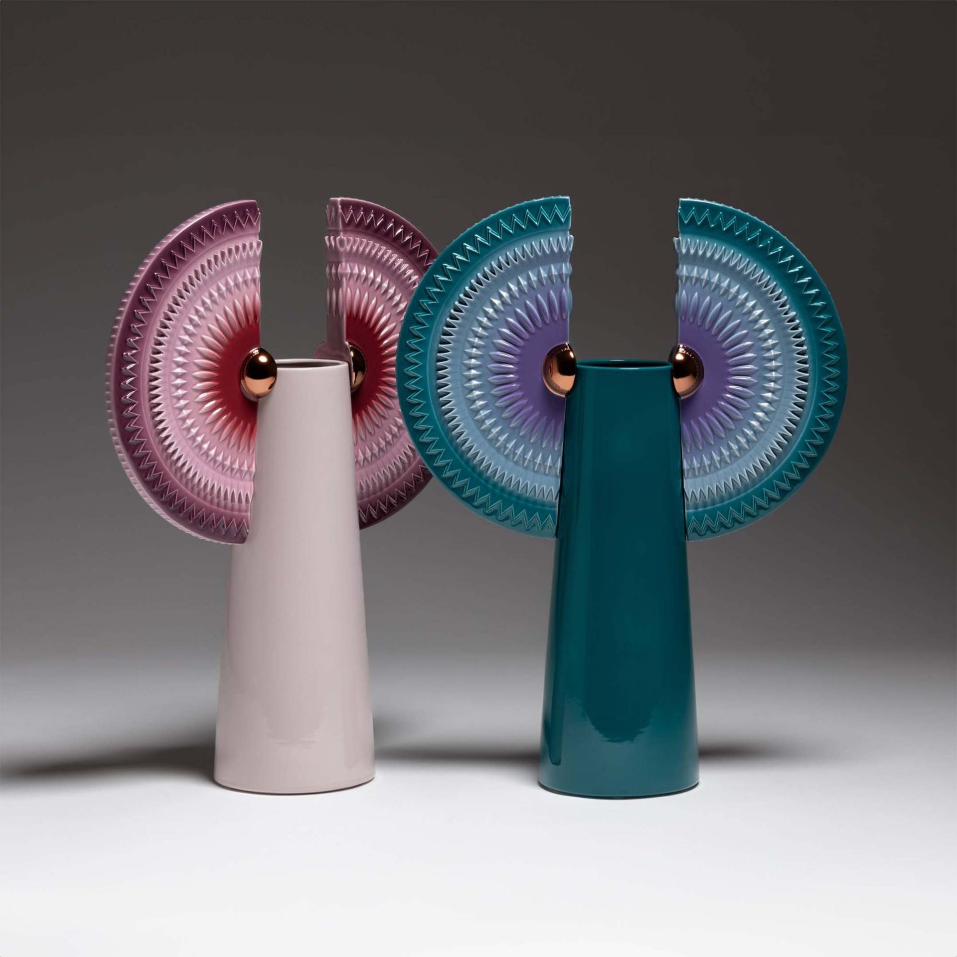 BOSA Vaso Oasis Solar Disc Bird Grigio Lilla (Sara Ricciardi) 44 CM - H 56 CM 1926/61+40+57