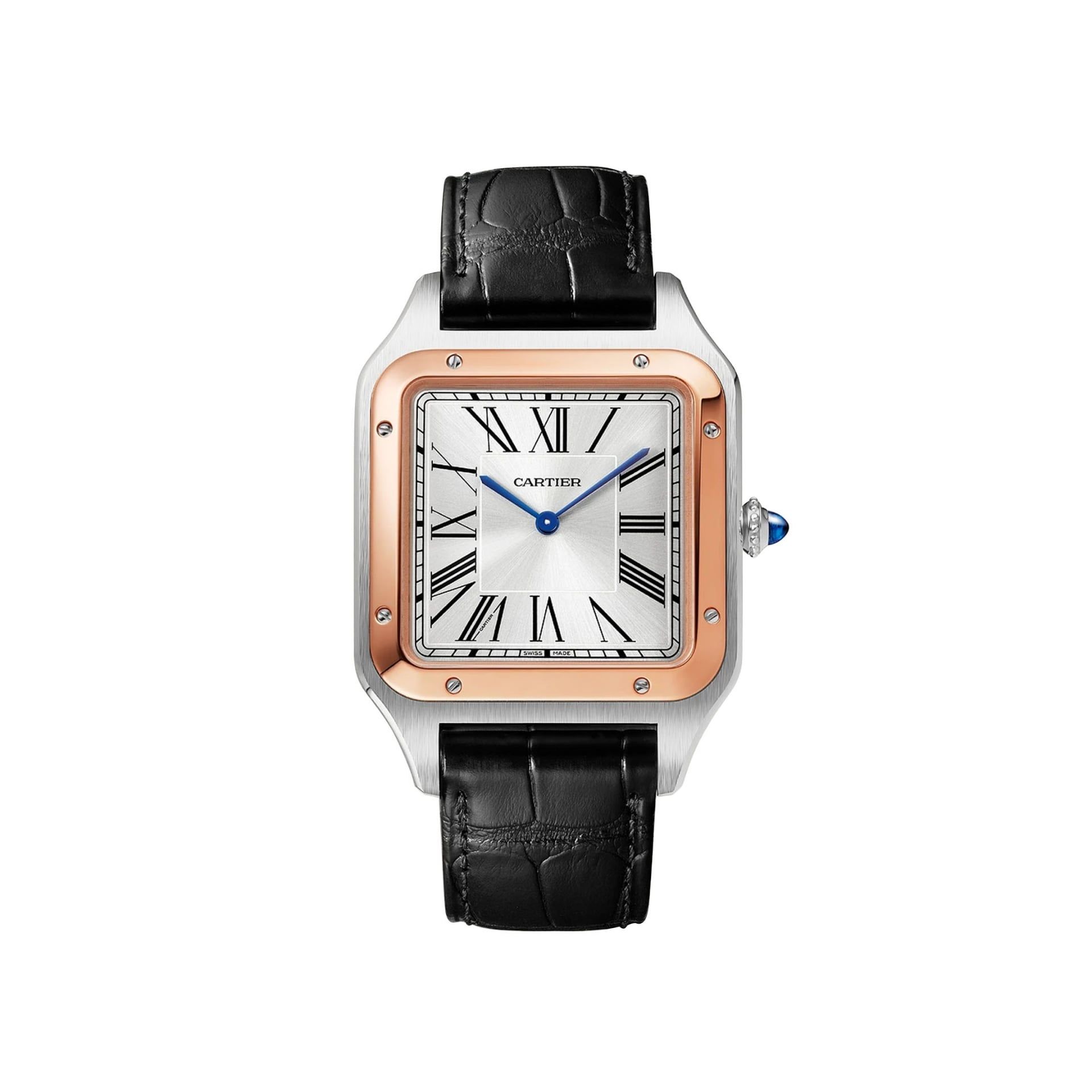 CARTIER Santos-Dumont Modello XL, Oro Rosa E Acciaio, Pelle 46,6 x 33,9 MM W2SA0017