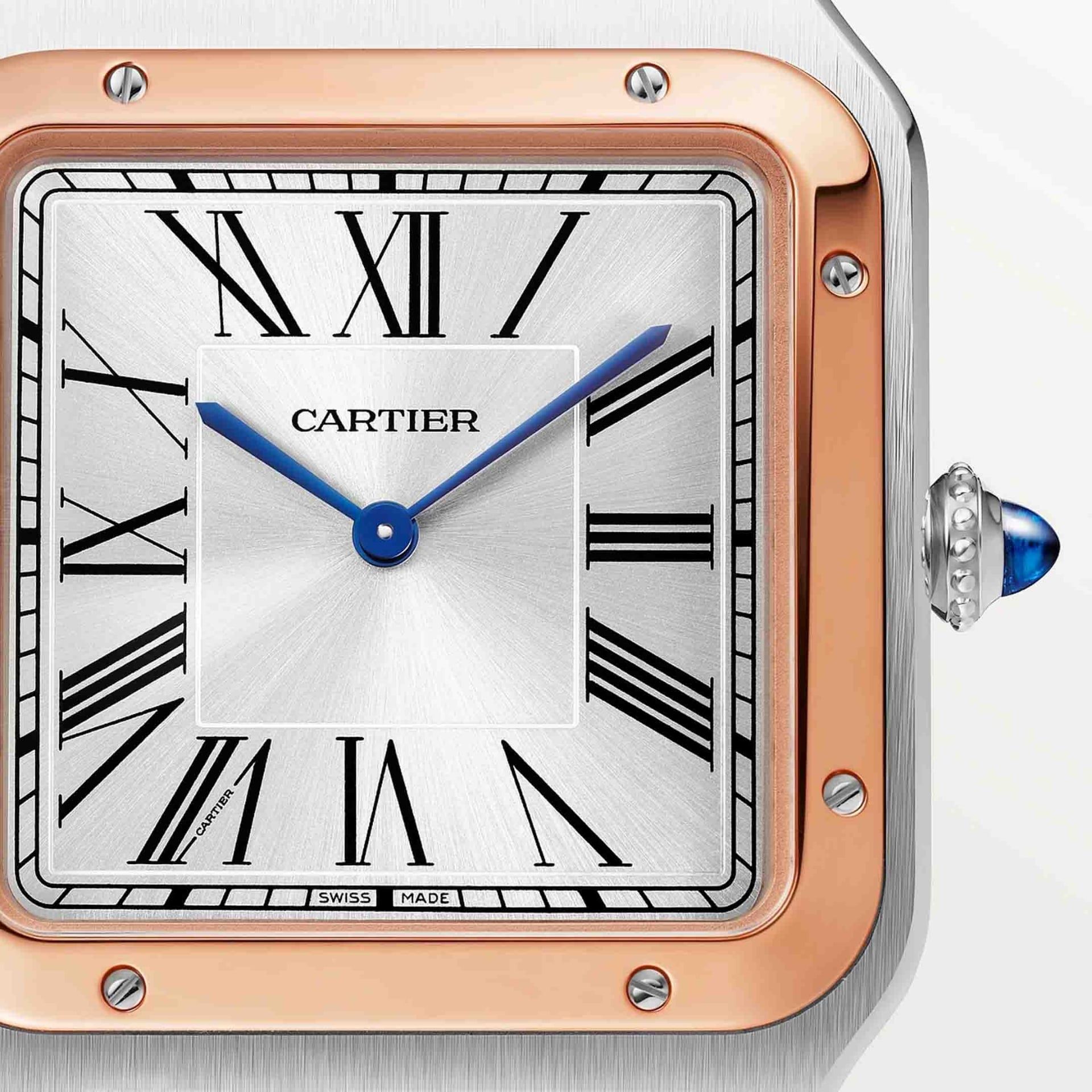 CARTIER Santos-Dumont Modello XL, Oro Rosa E Acciaio, Pelle 46,6 x 33,9 MM W2SA0017