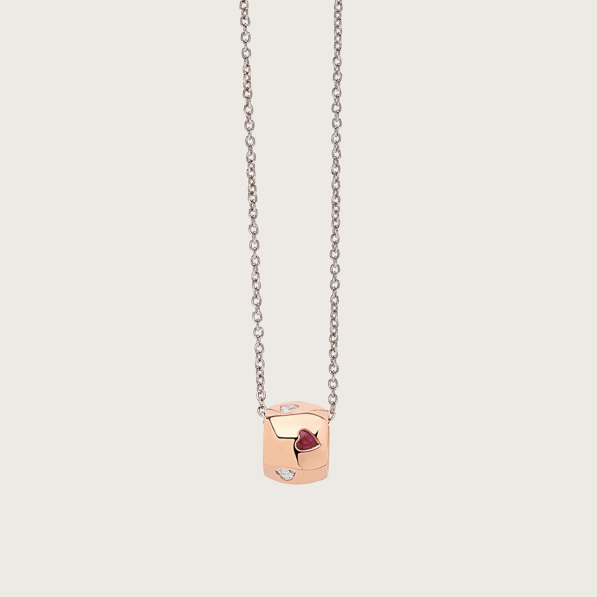 ASTRUA Ciondolo Perché Ti Amo, Oro Rosa, Diamanti, Rubino  195DRCU.9