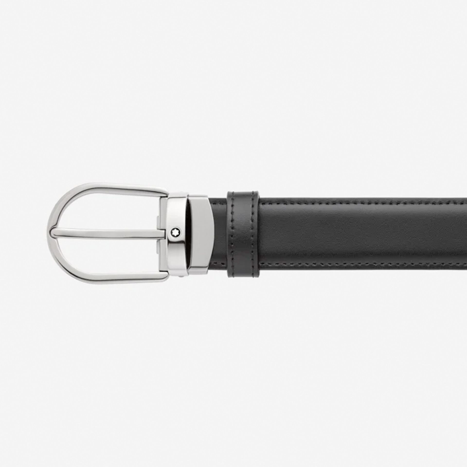 MONTBLANC Cintura Reversibile in Pelle Nera/Marrone 30 Mm Con Fibbia a Ferro di Cavallo  128803