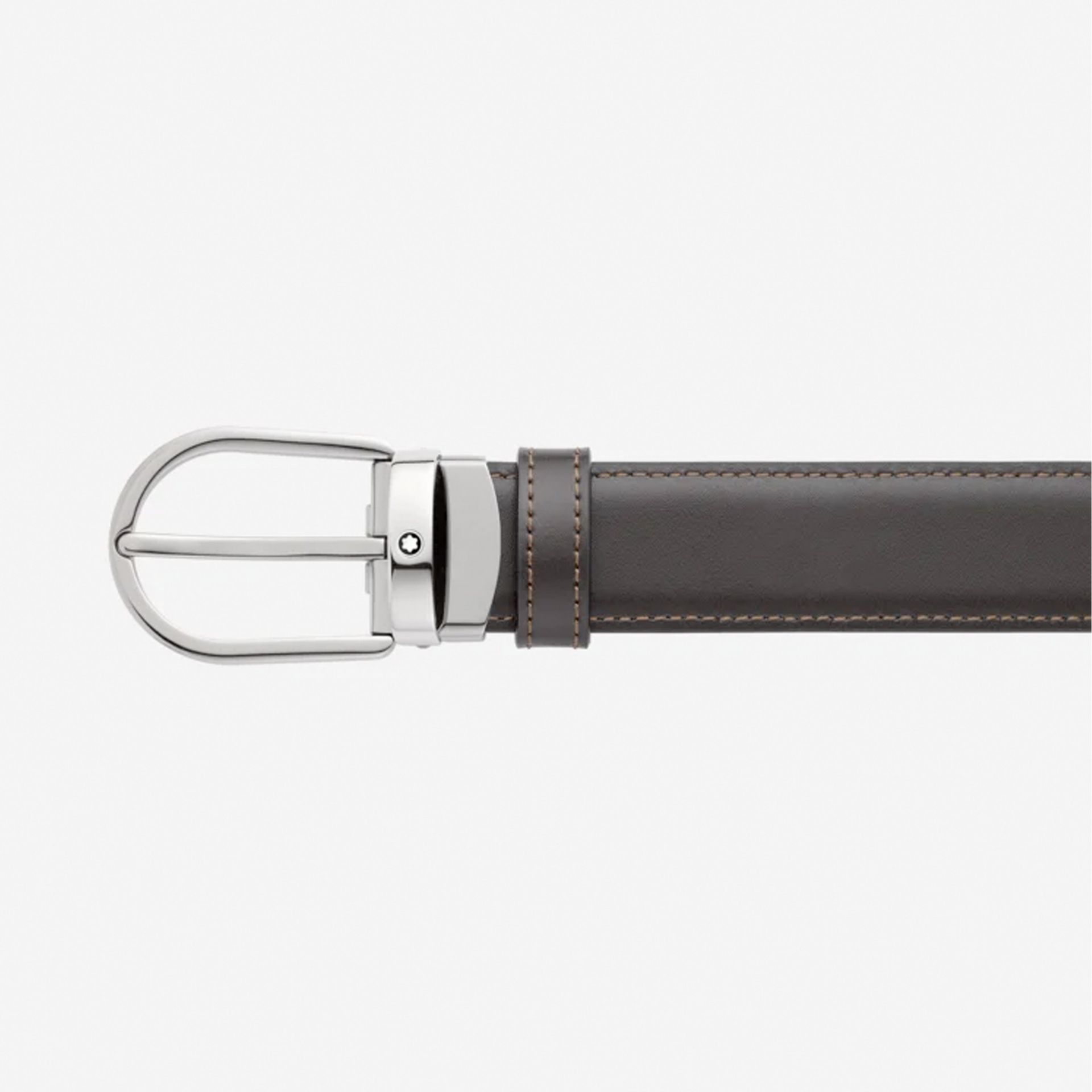 MONTBLANC Cintura Reversibile in Pelle Nera/Marrone 30 Mm Con Fibbia a Ferro di Cavallo  128803