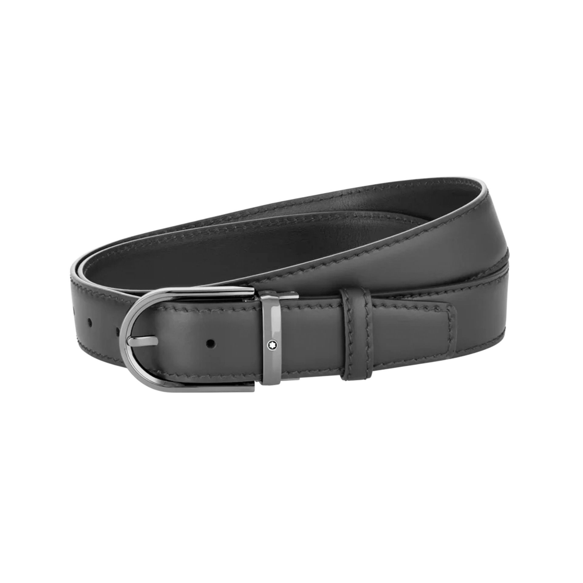 MONTBLANC Cintura In Pelle Nera Con Fibbia a Ferro di Cavallo  128770
