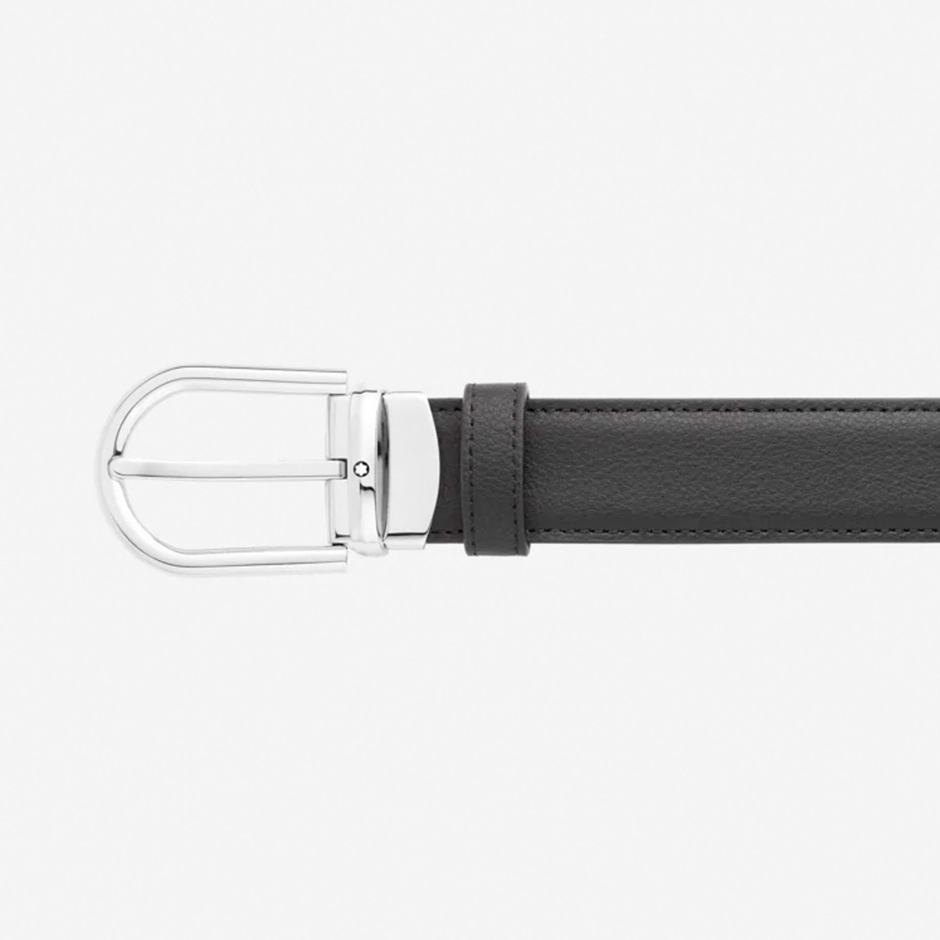 MONTBLANC Cintura Reversibile In Pelle Nera/Blu 30 Mm Con Fibbia a Ferro di Cavallo  128756