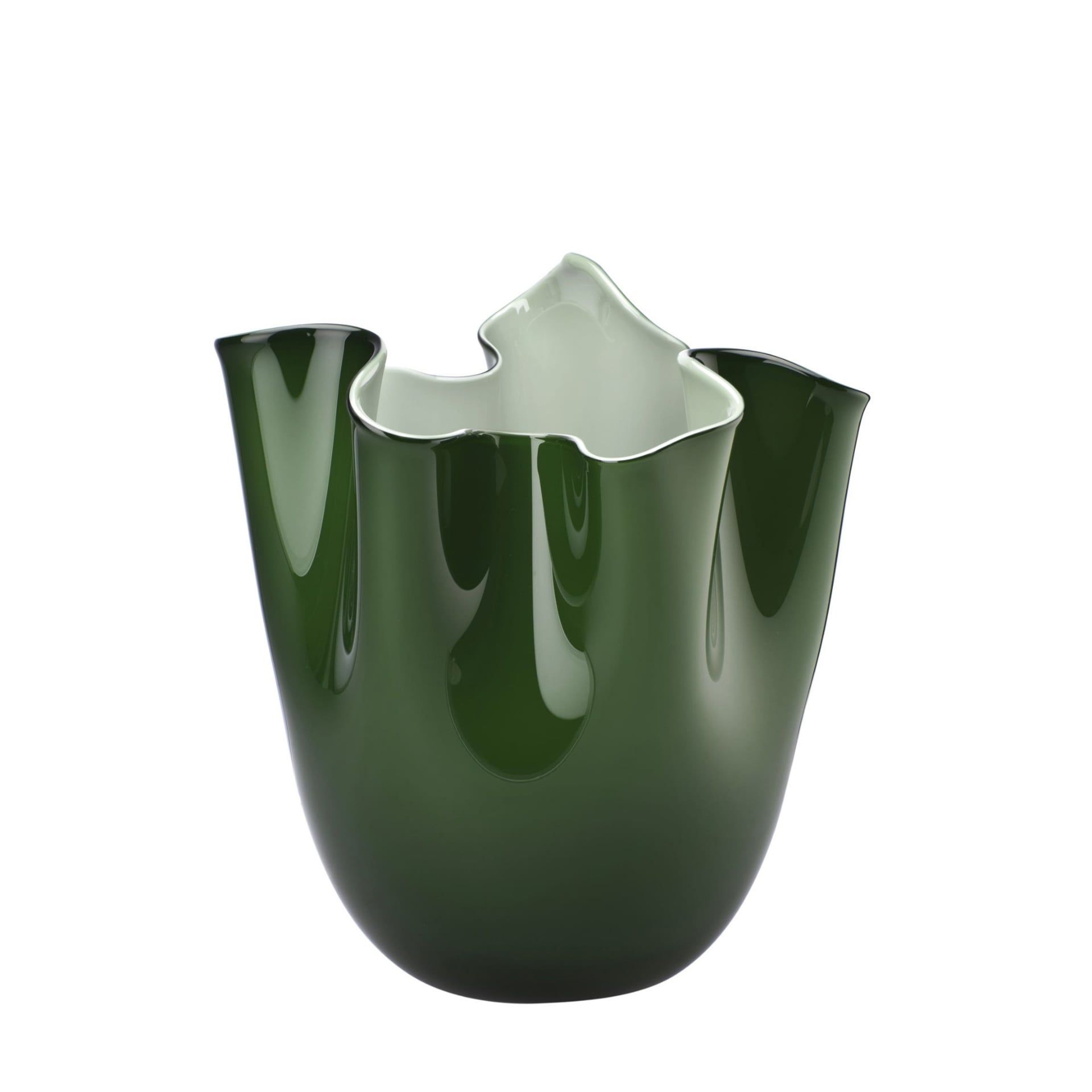 VENINI Vaso Fazzoletto Medium Verde Mela/Lattimo 20CM – H 24CM 700.02