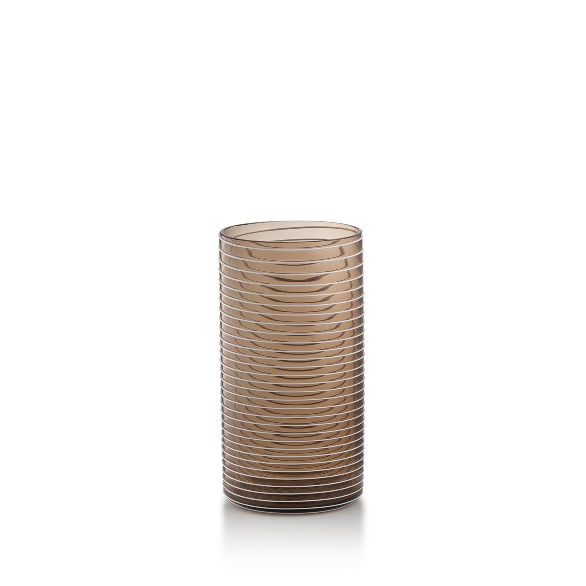 SALVIATI Vaso Boston Medium Caffè/Filo Bianco H 22 CM / Ø 12 CM 50208