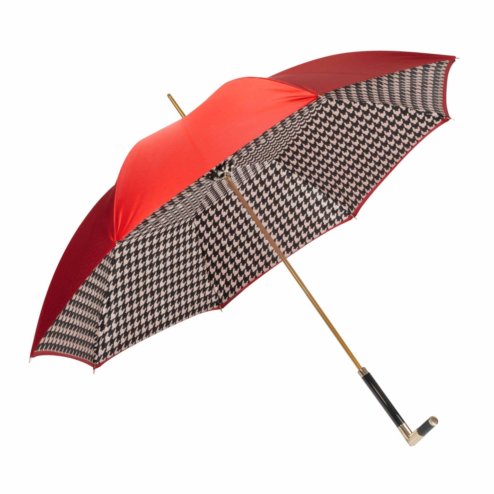 PASOTTI Ombrello Donna Classic Rosso Interno Motivo Pied De Poule  189*26*VK788-1*E4