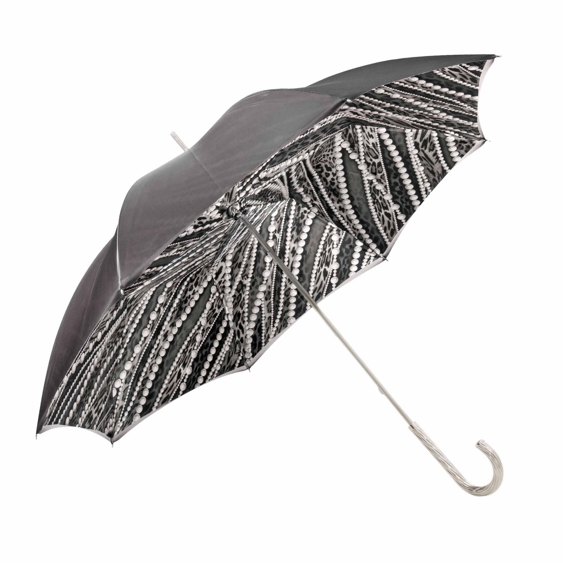 PASOTTI Ombrello Da Donna Animal Grigio Sfumato Interno Grigio Maculato Fantasia Perle  189N*21284-7*5A003-34*G12