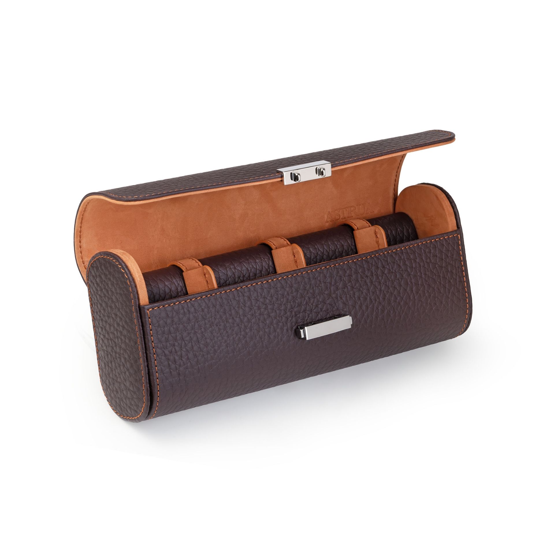 SCATOLA DEL TEMPO Pochette Da Viaggio Pelle Grana Dollaro/Nabuk Wine Int. Ruggine Edizione Astrua  POCHETTE4