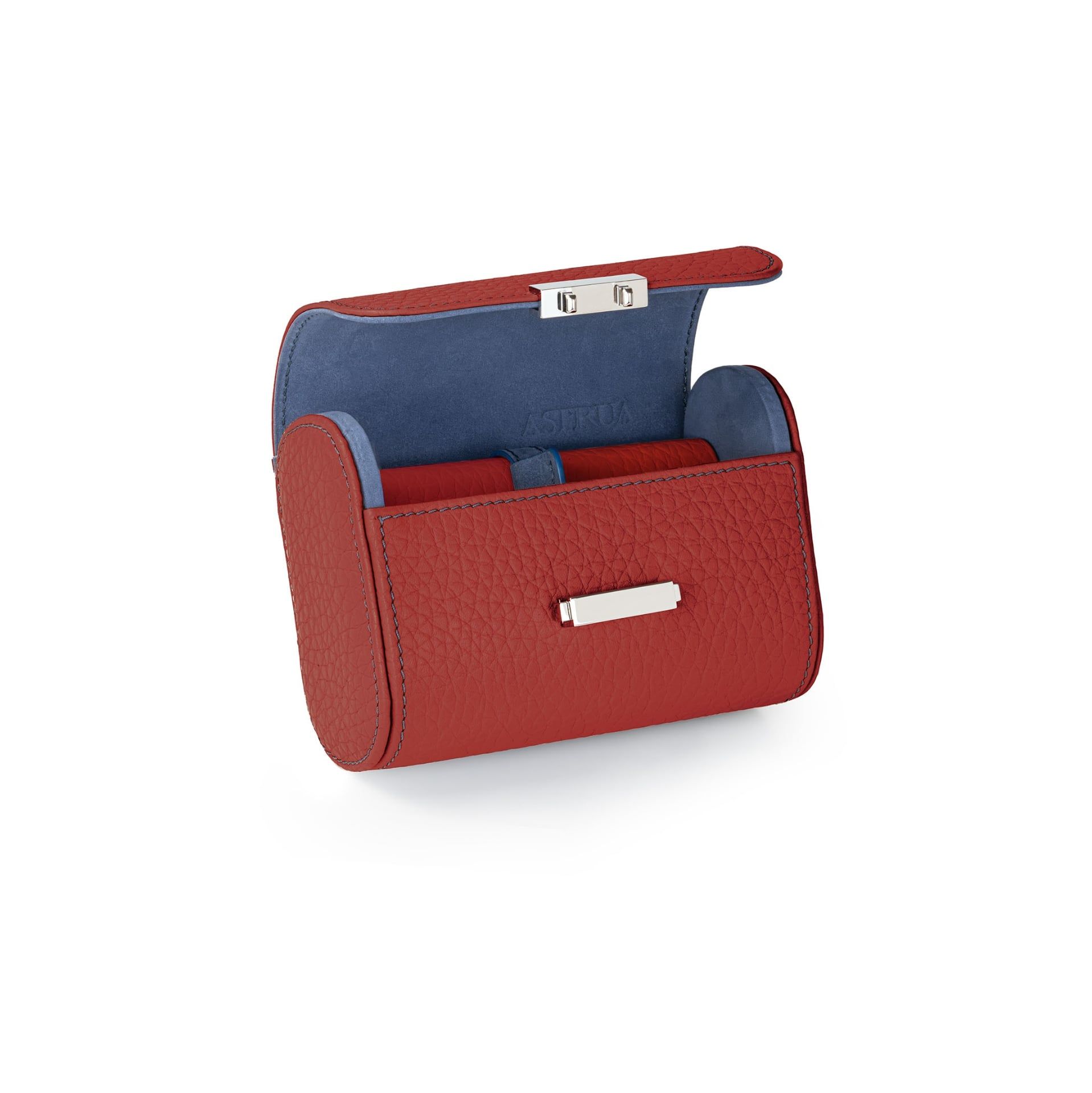 Scatola Del Tempo Pochette 2 Posti Pelle Grana Dollaro/Nabuk Rosso Int. Jeans Edizione Astrua  POCHETTE2