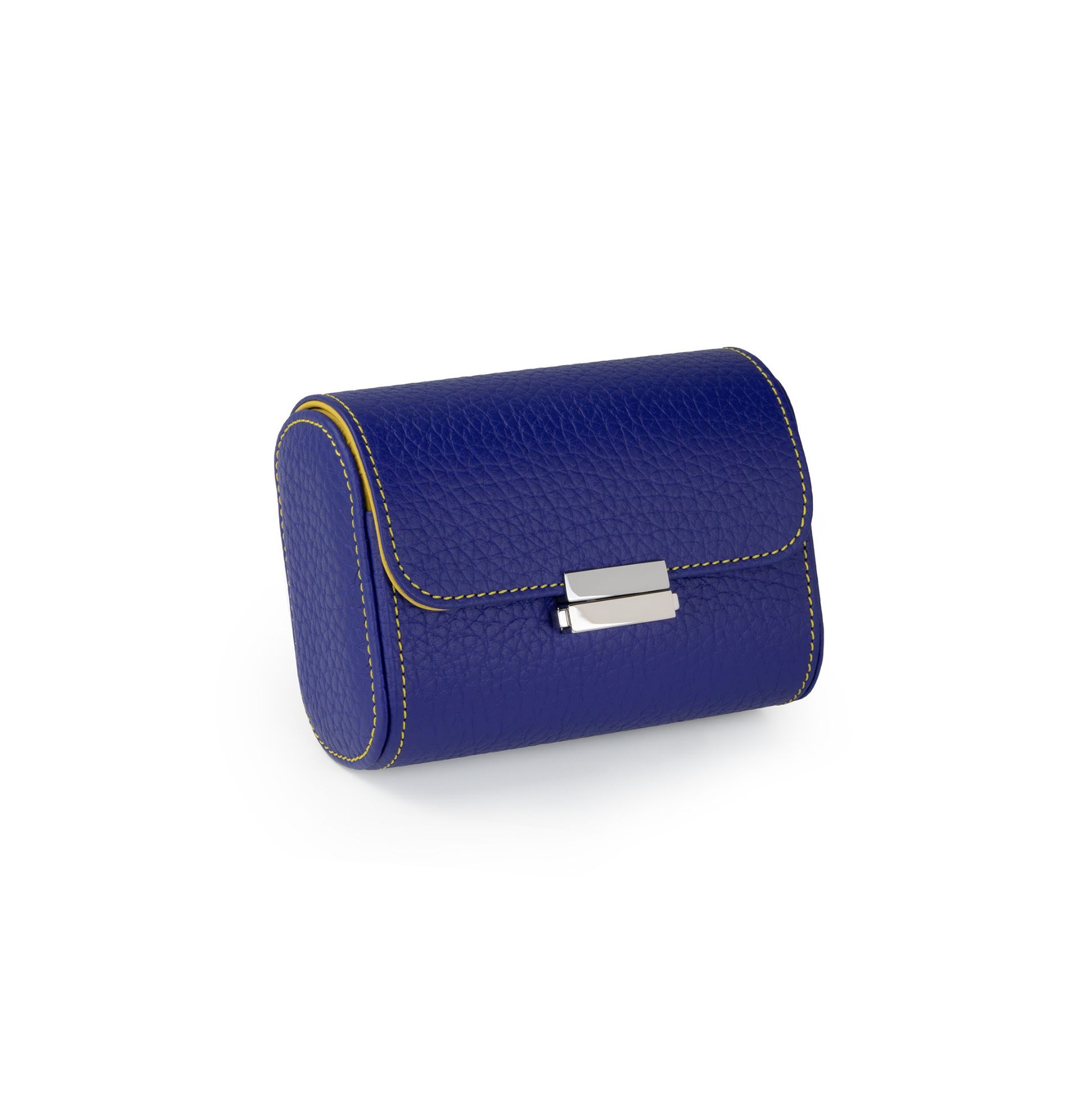 Scatola Del Tempo Pochette 2 Posti Pelle Grana Dollaro/Nabuk Blu Elettrico Int. Giallo Edizione Astrua  POCHETTE2