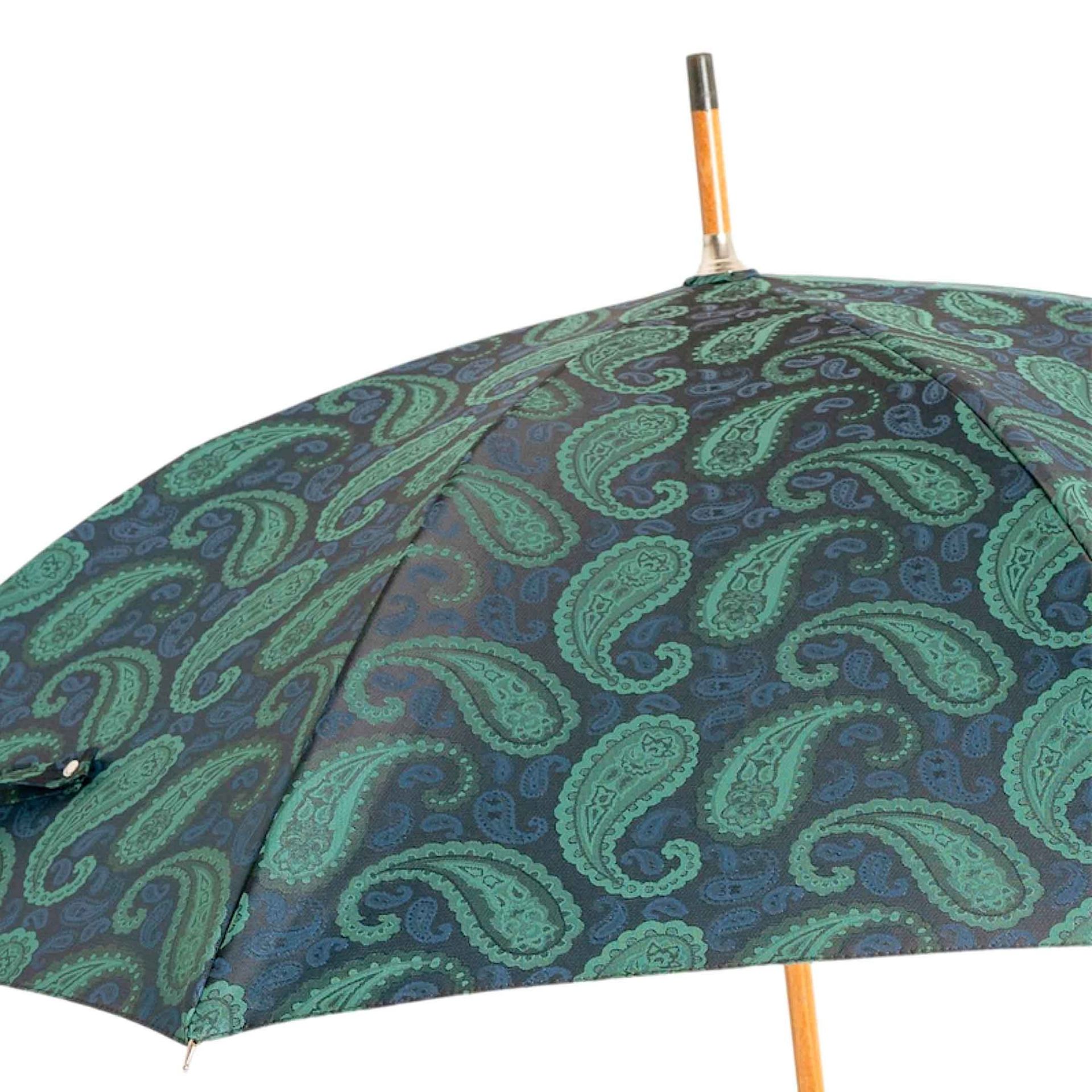 PASOTTI Ombrello Da Uomo su Misura Motivo Cashmere Blu/Verde  142*BOMBAY/7**P