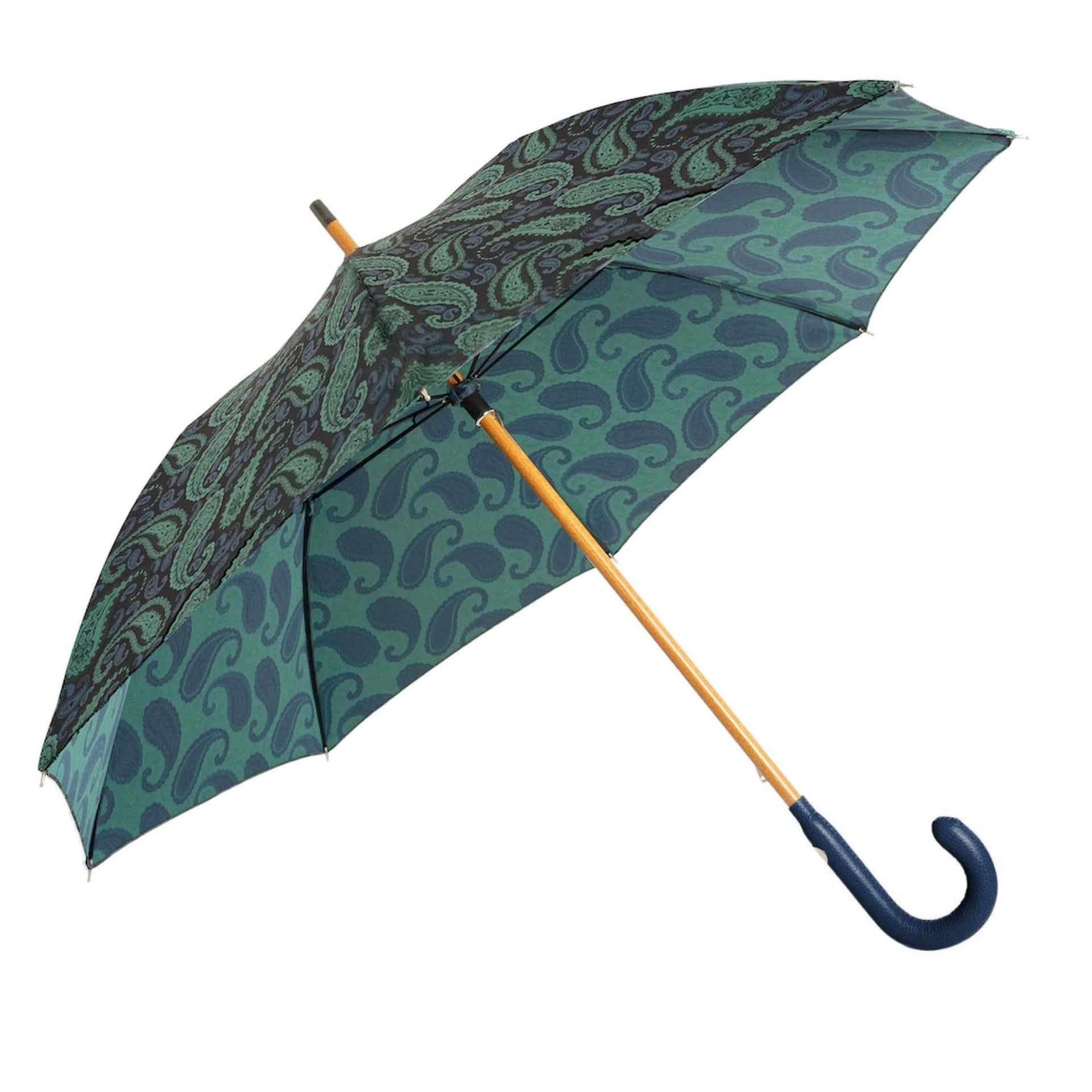PASOTTI Ombrello Da Uomo su Misura Motivo Cashmere Blu/Verde  142*BOMBAY/7**P