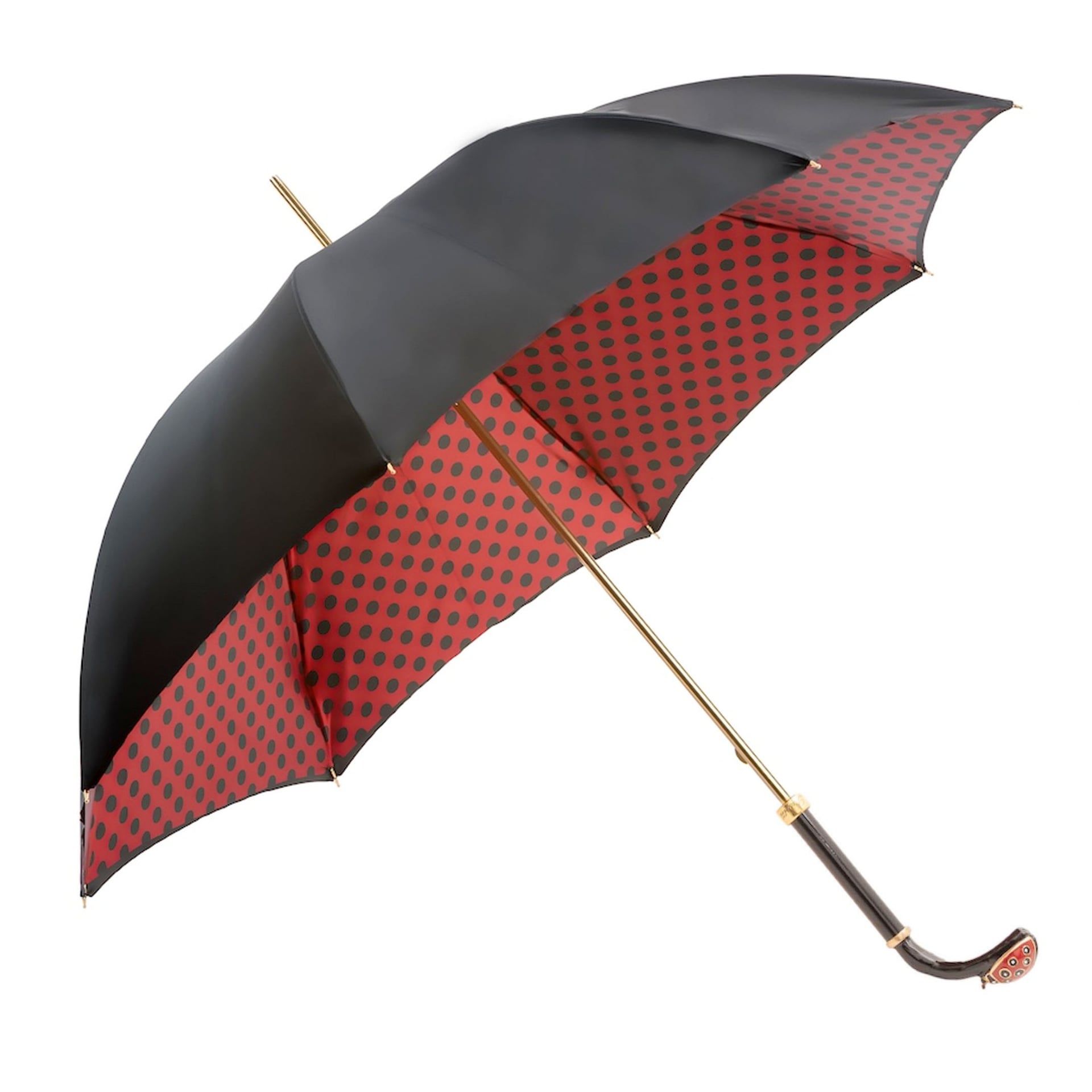 PASOTTI Ombrello Da Donna Lux Nero Interno Rosso Pois Neri  189*34*55874163*K99
