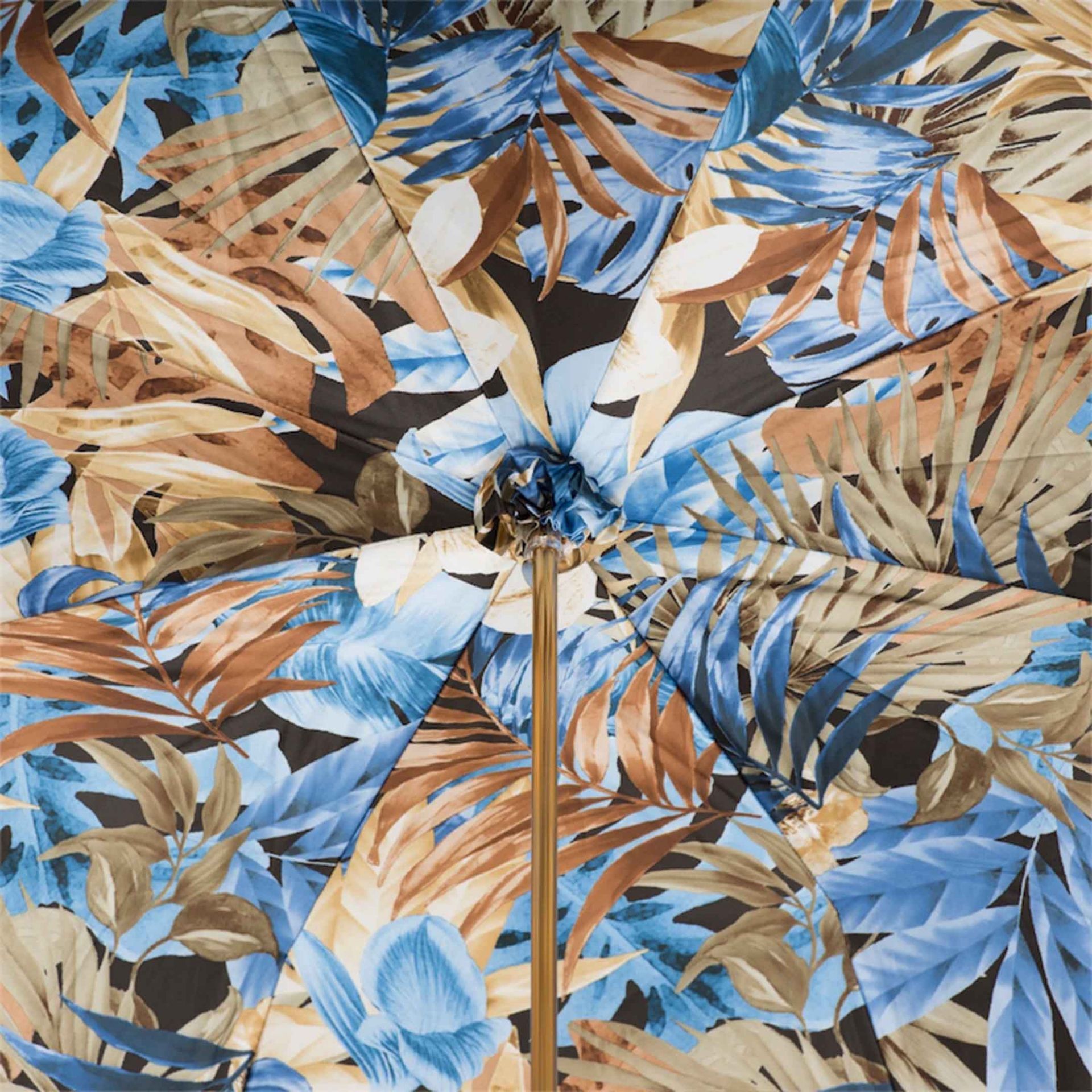 PASOTTI Ombrello Da Donna Classic Brown Interno Foliage Azzurro/Ocra  189*30*587586-6*Z16