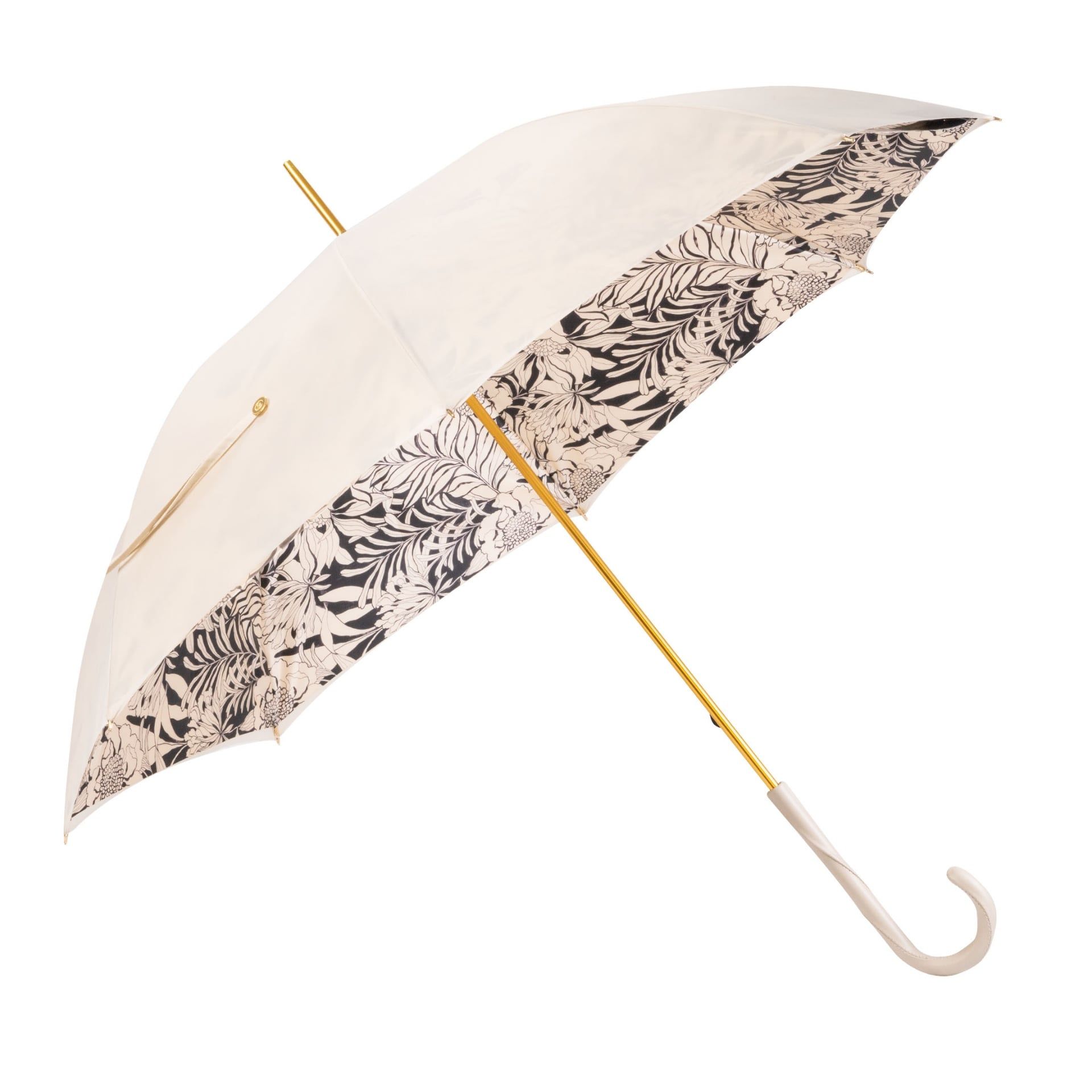 PASOTTI Ombrello Da Donna Flower Beige Interno Nero Fiori Avorio  189*SERGE-65*VG054-5B*Z16
