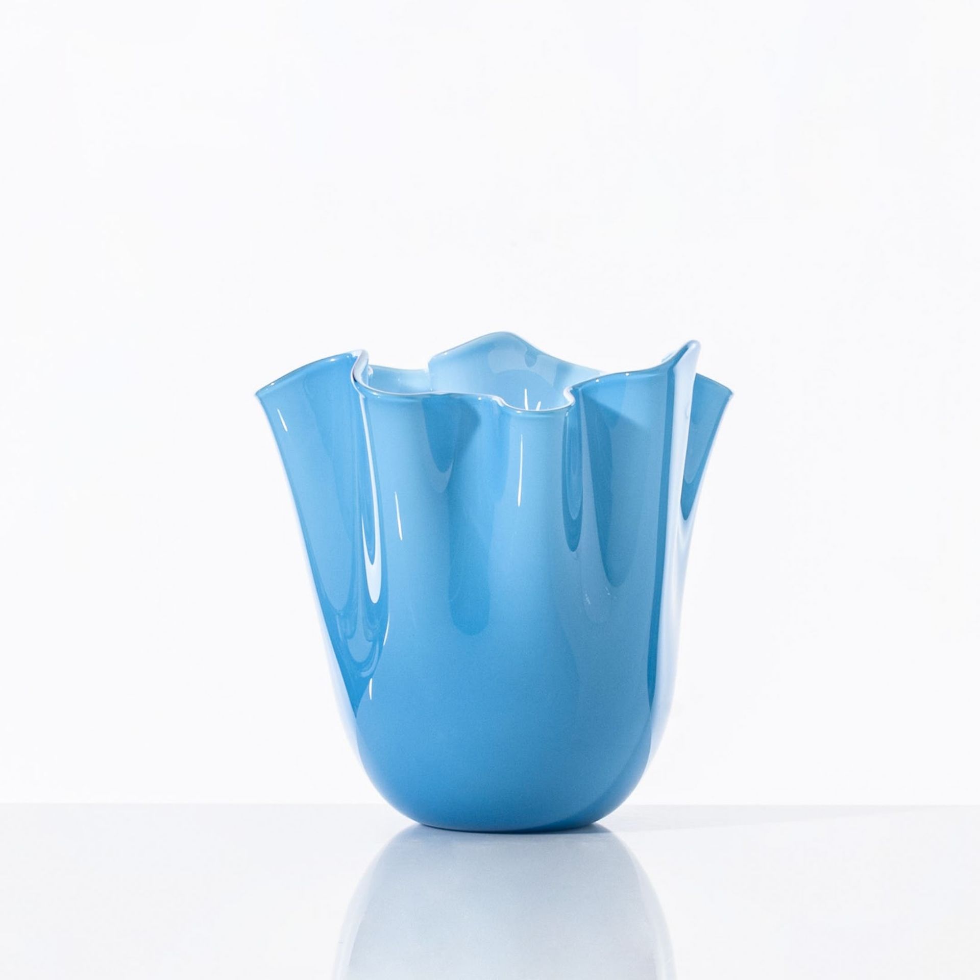 VENINI Vaso Fazzoletto Medium Acquamare 20CM – H 24CM 700.02