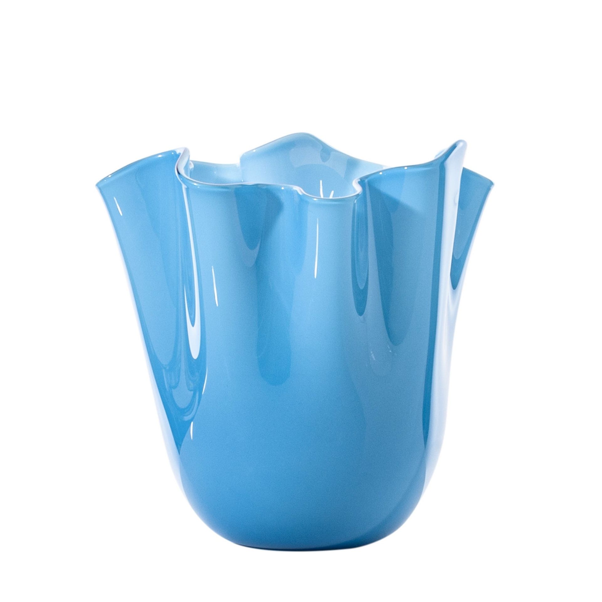 VENINI Vaso Fazzoletto Medium Acquamare 20CM – H 24CM 700.02