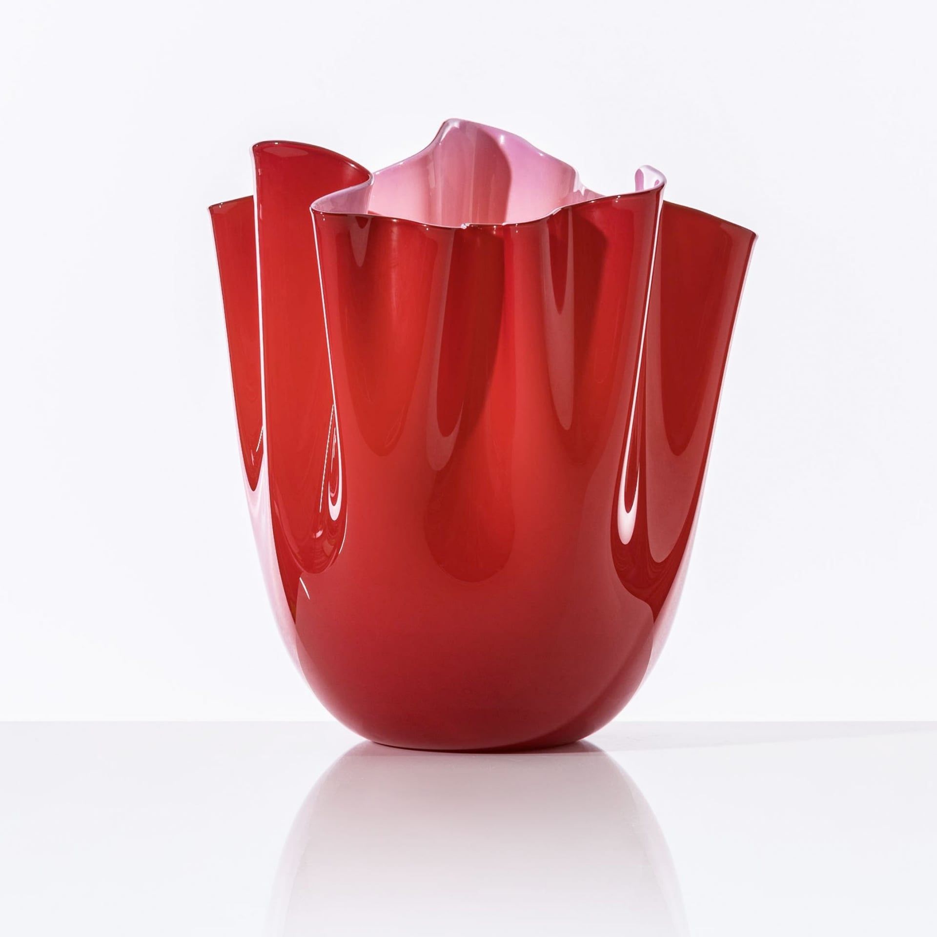 VENINI Vaso Fazzoletto Large Rosso/Rosa Opaco 23 CM - H 31 CM 700.00