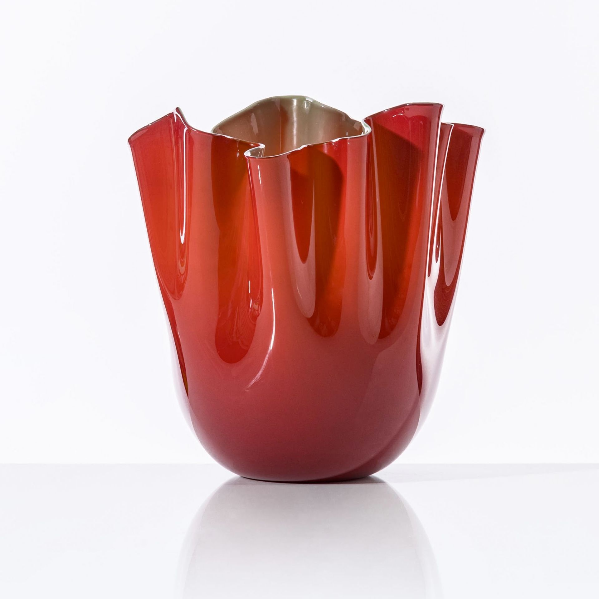 VENINI Vaso Fazzoletto Large Rosso/Verde Mela 23CM – H 31CM 700.00