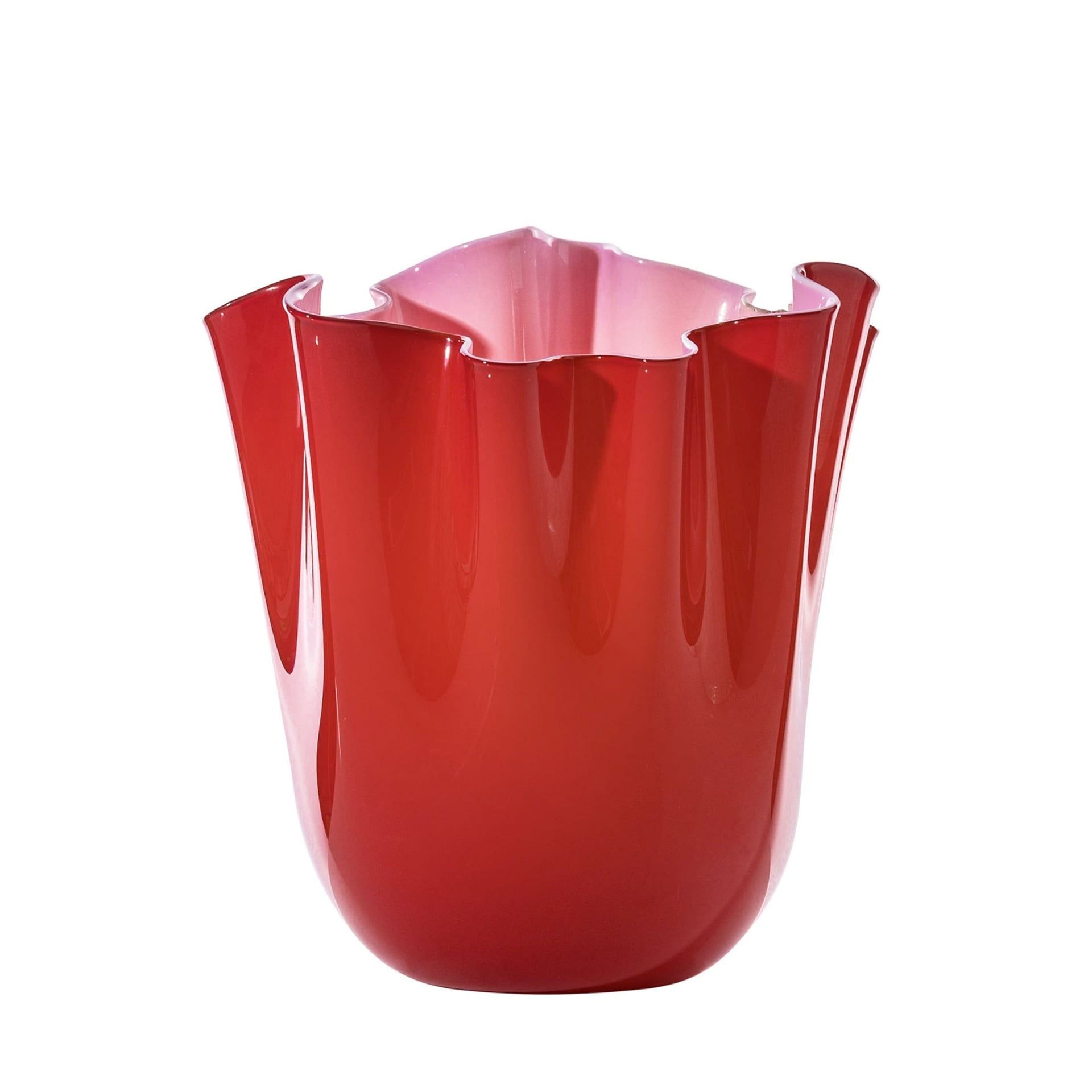 VENINI Vaso Fazzoletto Medium Rosso/Rosa Opaco 20CM – H 24CM 700.02