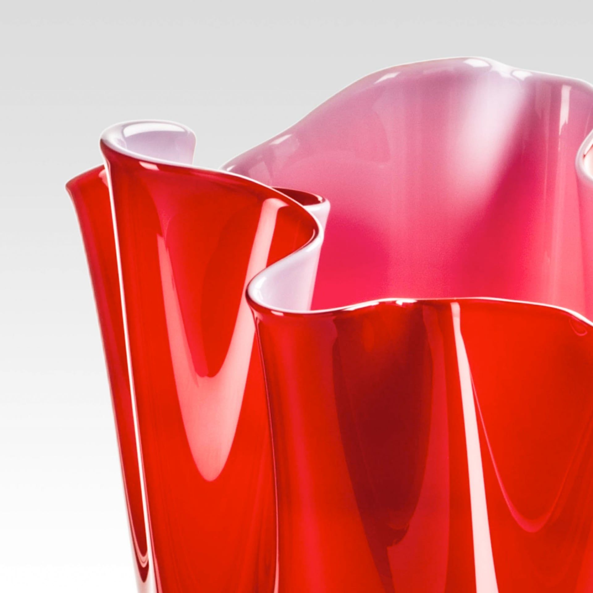 VENINI Vaso Fazzoletto Medium Rosso/Rosa Opaco 20CM – H 24CM 700.02