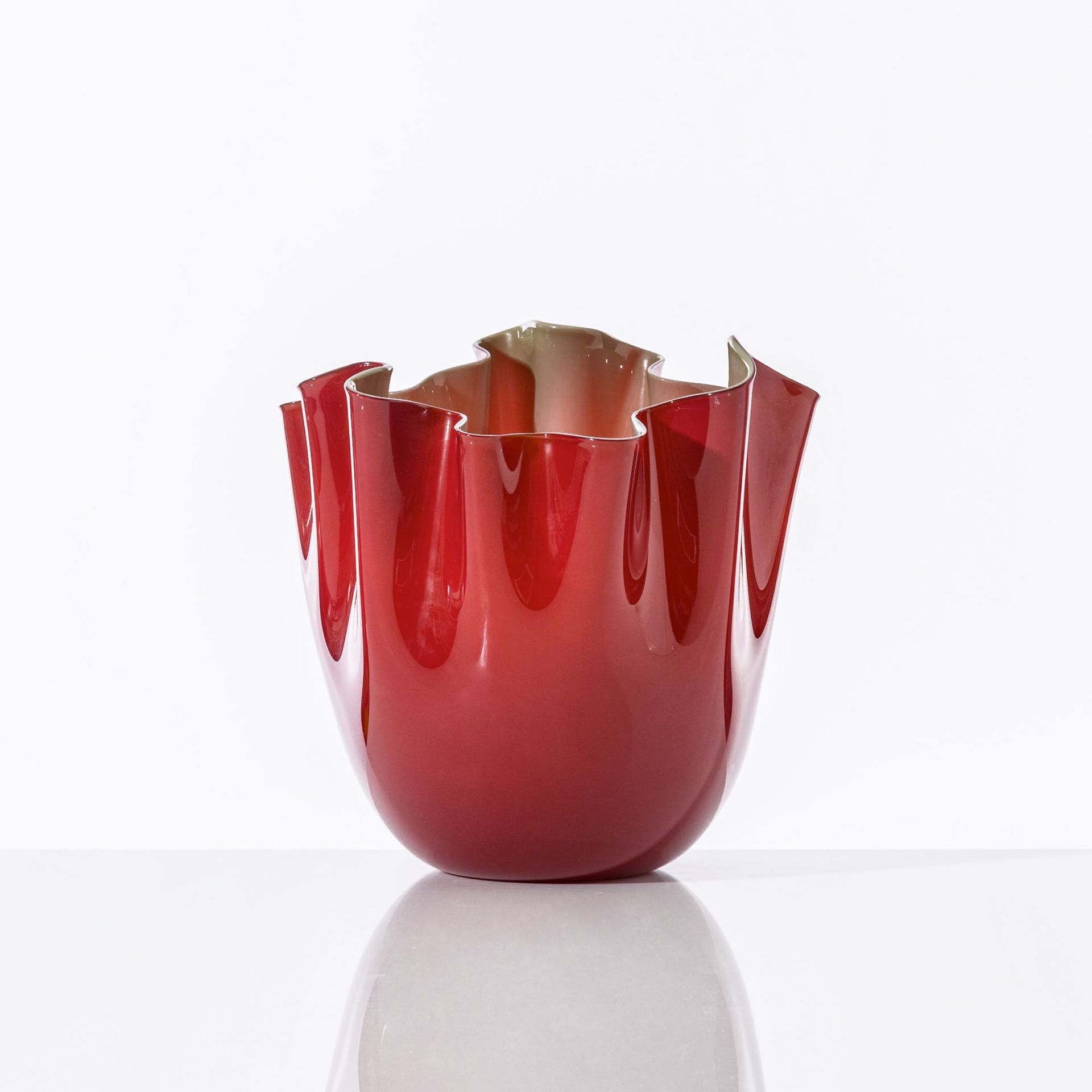 VENINI Vaso Fazzoletto Medium Rosso/Verde Mela 20CM – H 24CM 700.02