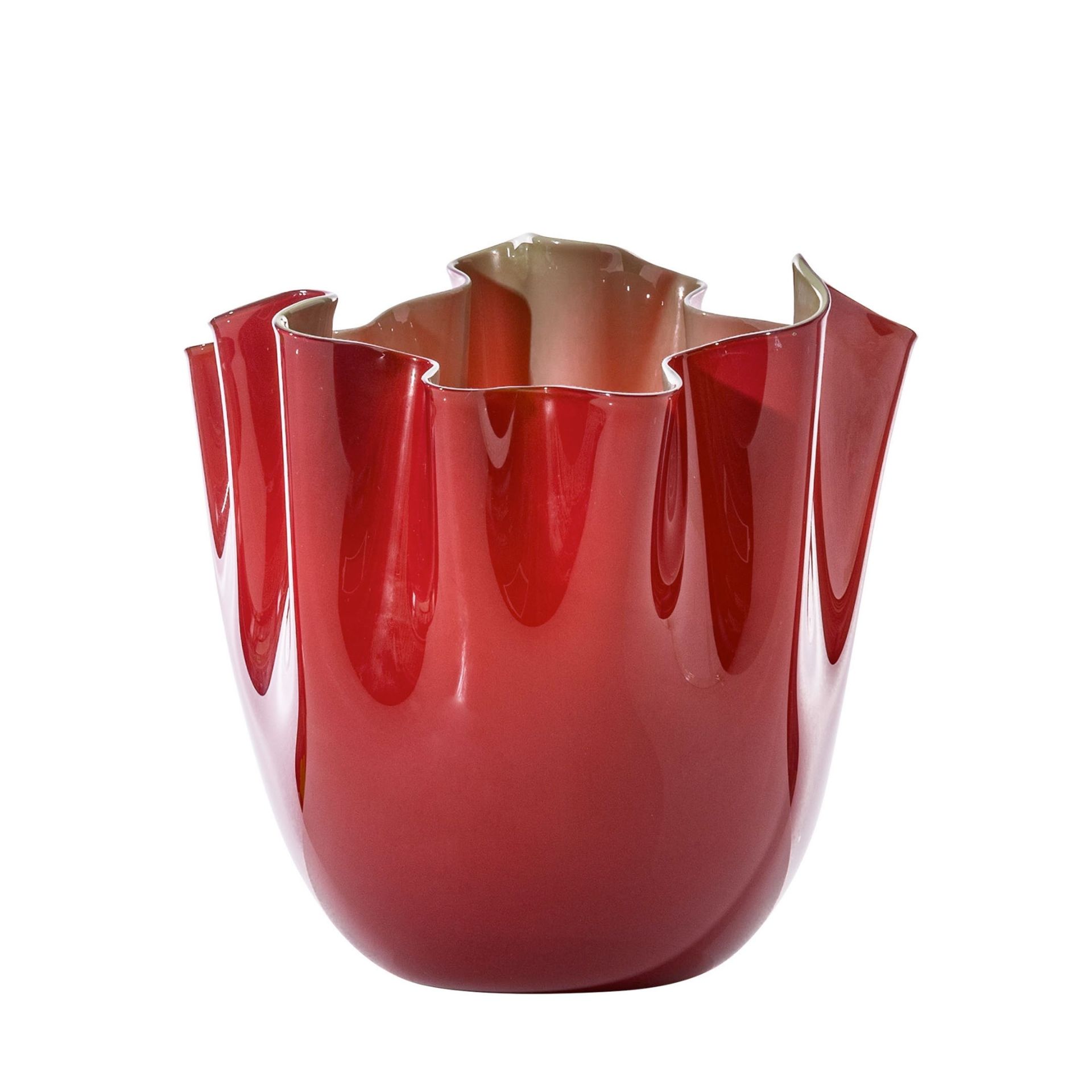 VENINI Vaso Fazzoletto Medium Rosso/Verde Mela 20CM – H 24CM 700.02